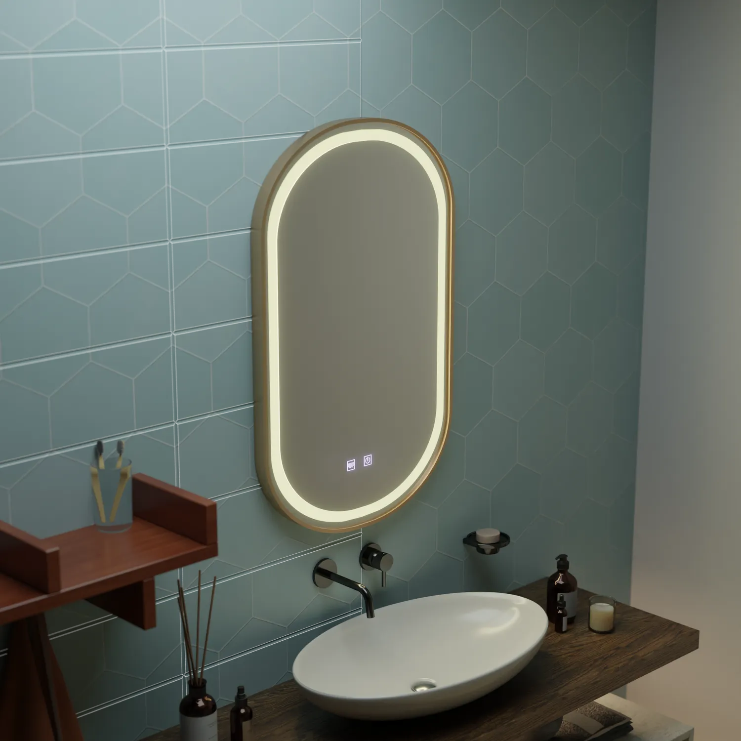 Alessandro Design Impora oglinda LED 50x80 touch rose gold