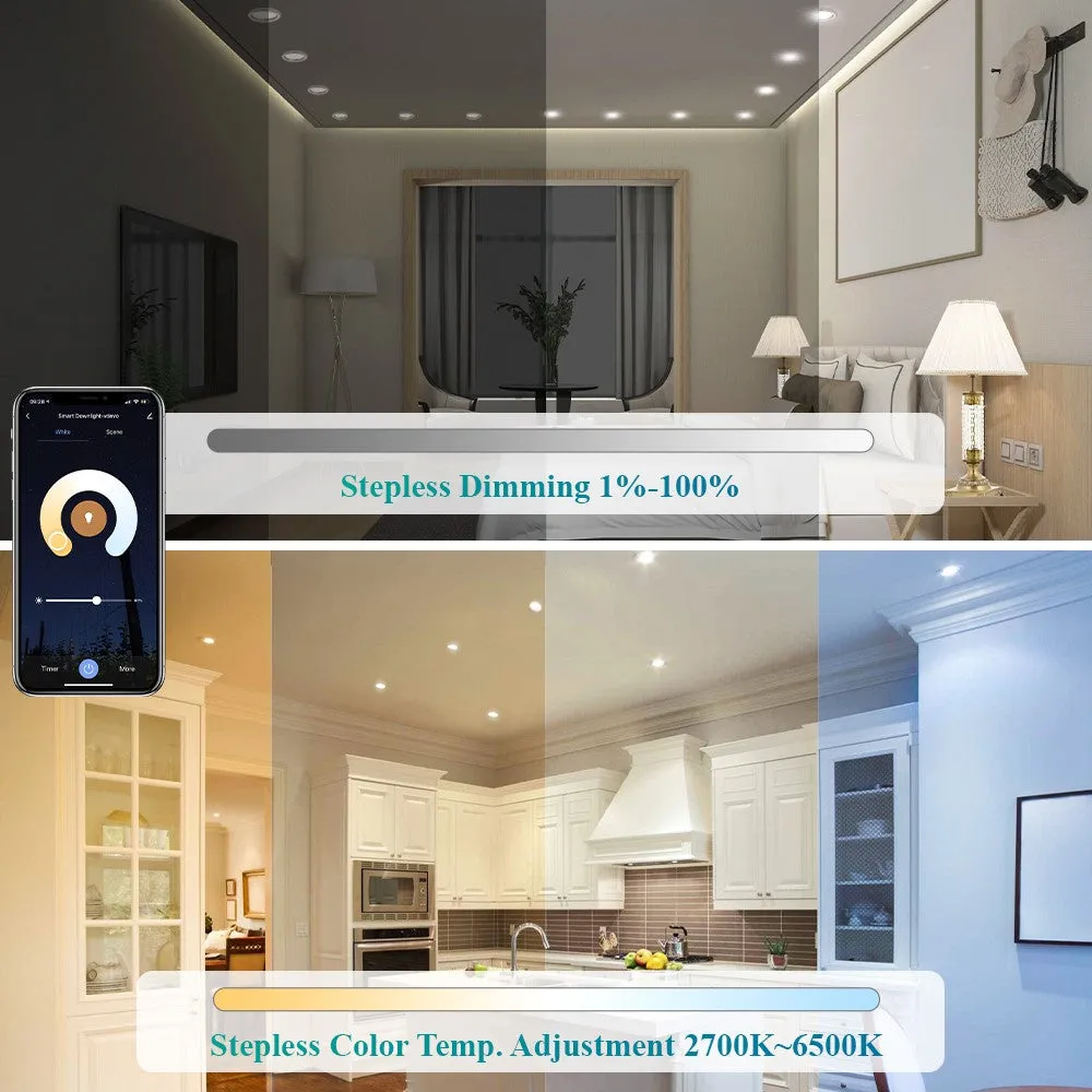 Ustellar Slim 6 inch spot LED incastrat 8 buc alb reglabil