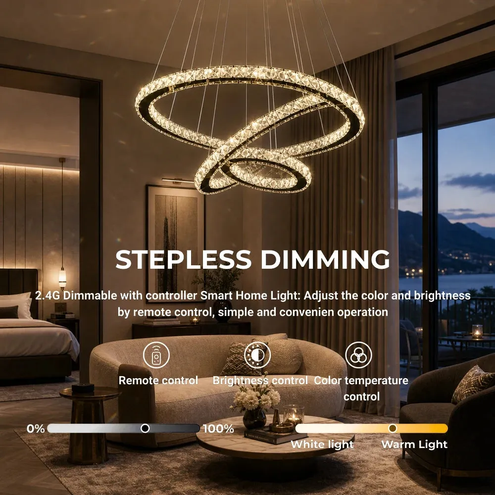 Alessandro Design Prism Luminis 79W lustra LED 3 cercuri crom dimabila