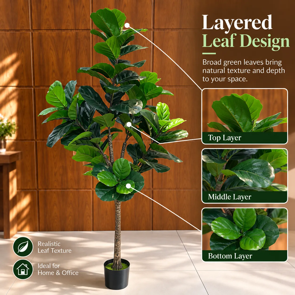 Alessandro Design Ficus planta artificiala 180cm verde cu ghiveci