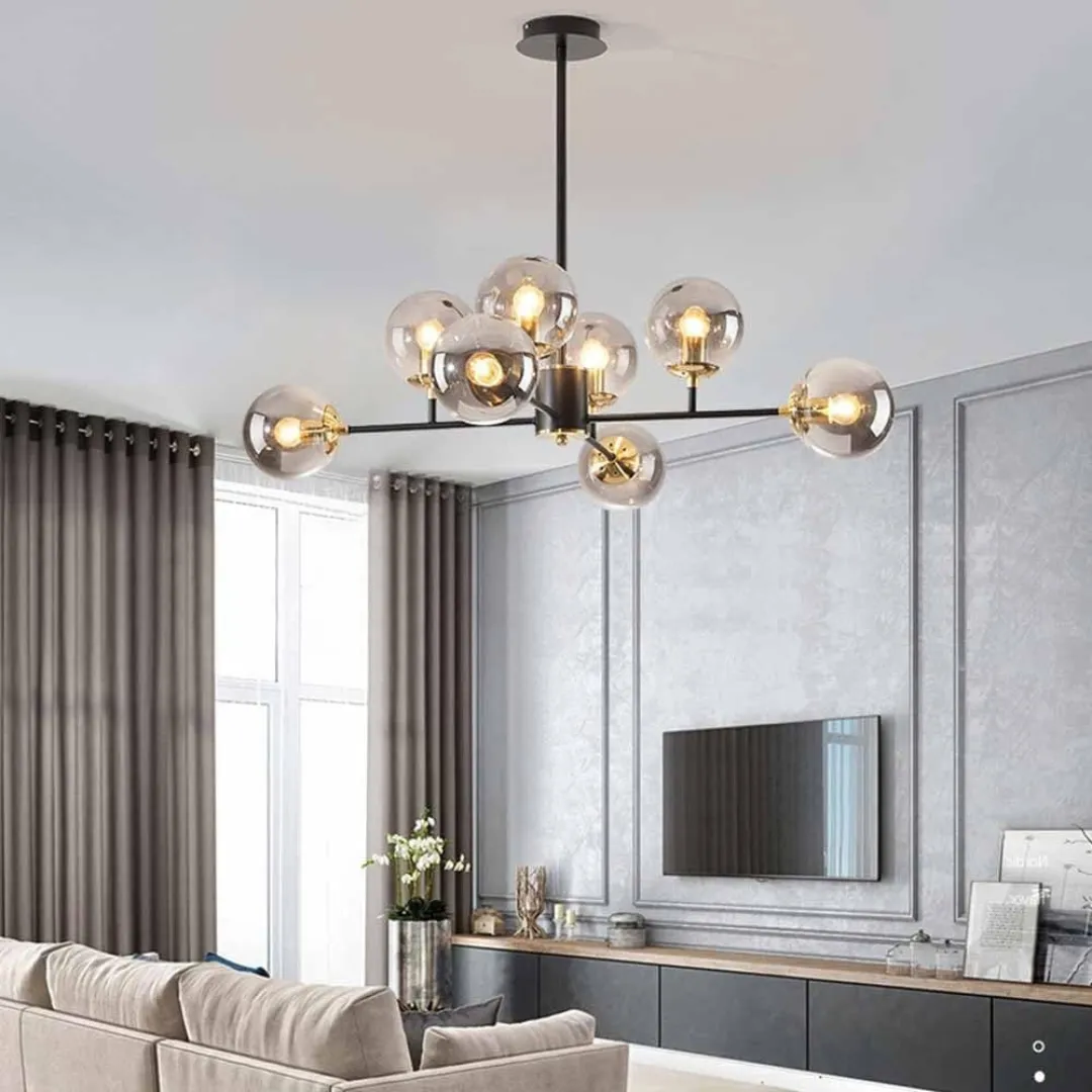Alessandro Design Jermija lustra abajur negru-auriu 8xE27