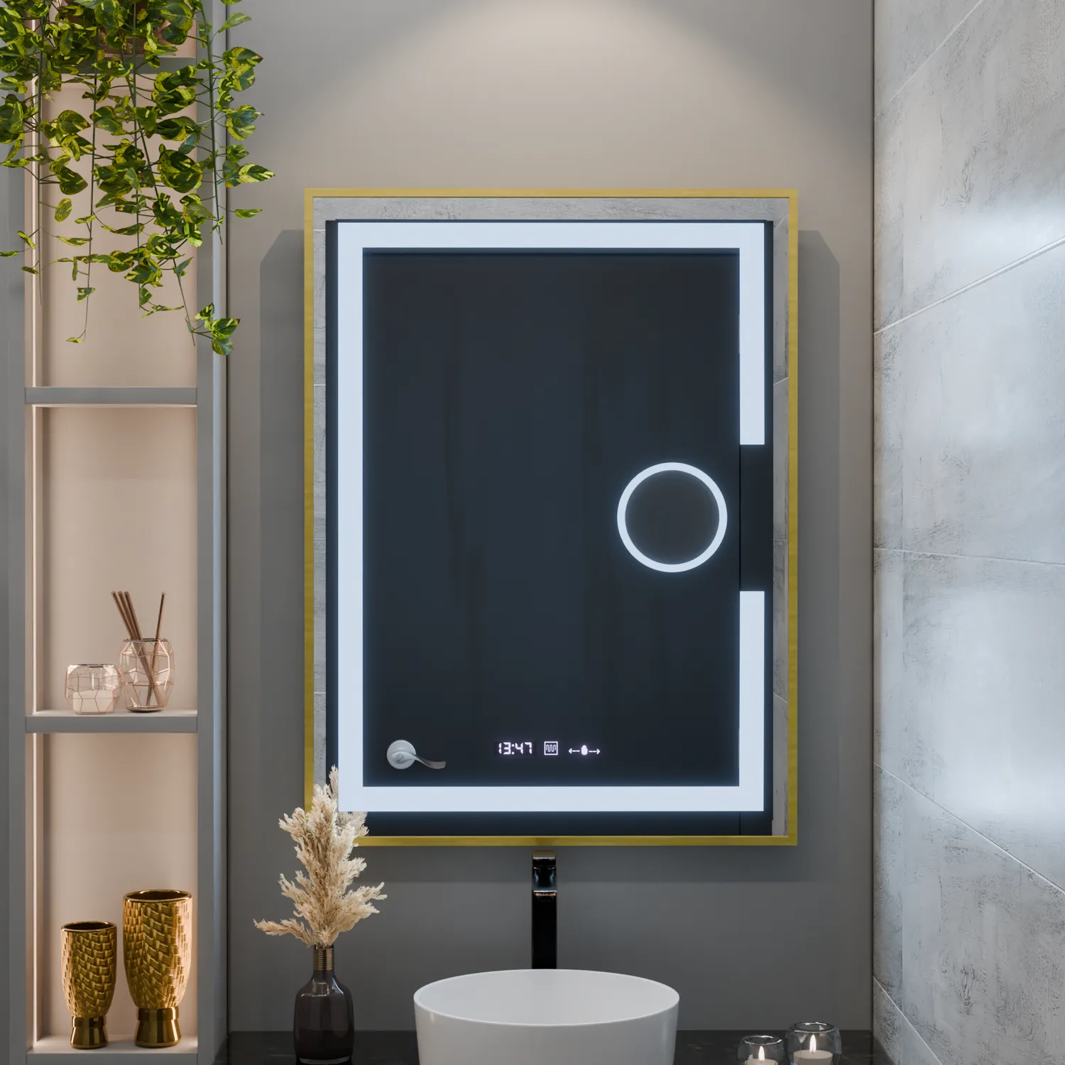 Alessandro Design Eclat oglinda LED 60x80cm rama aurie
