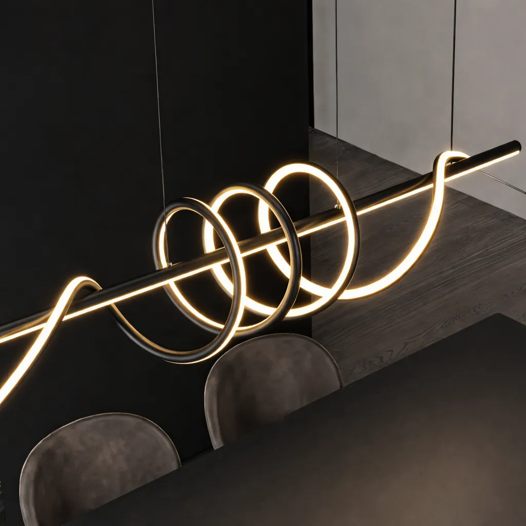 Alessandro Design Ribbon lustră LED 64W neagră dimabilă