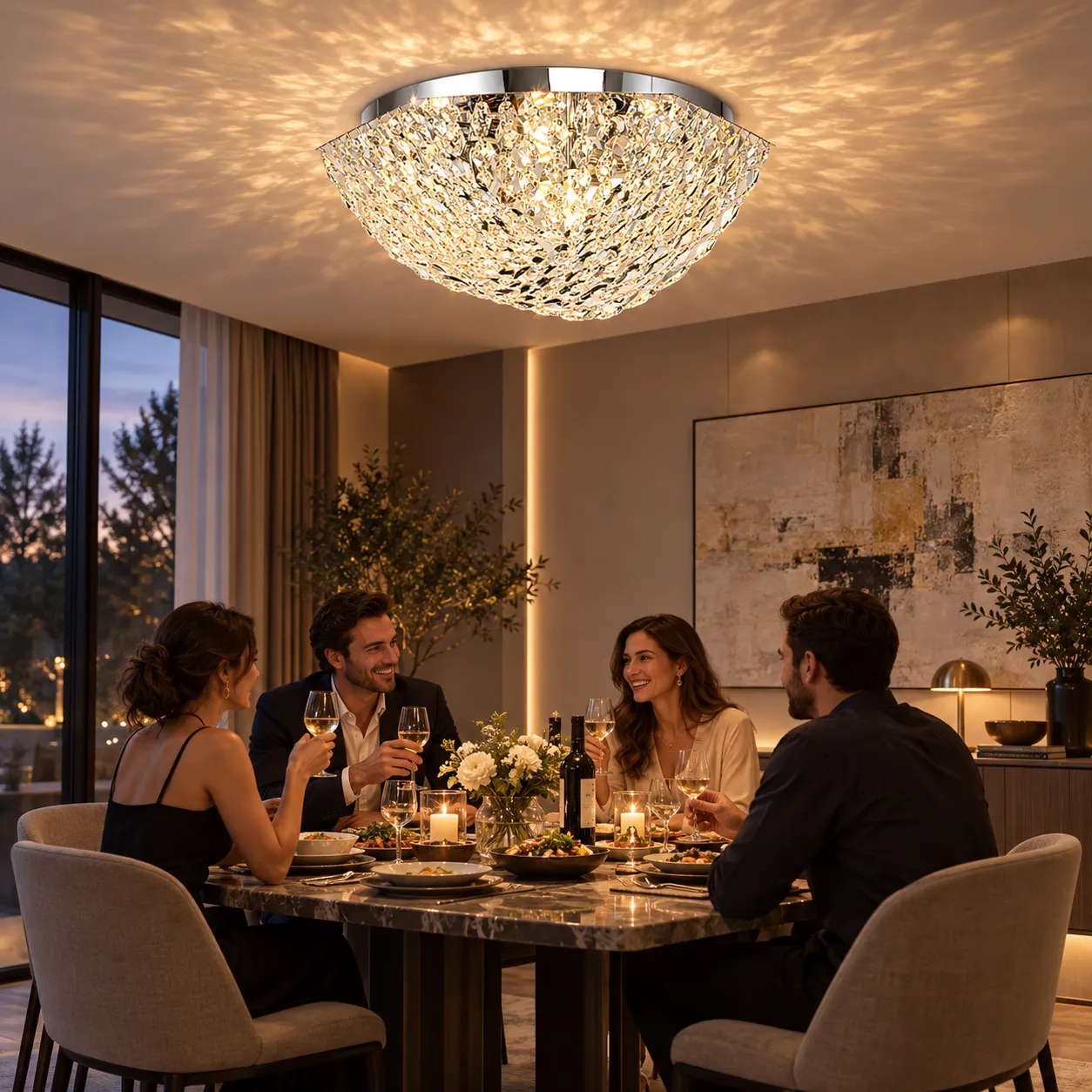 QEQERTARSUAQ Magno candelabru cristal 9xE14 crom 60cm
