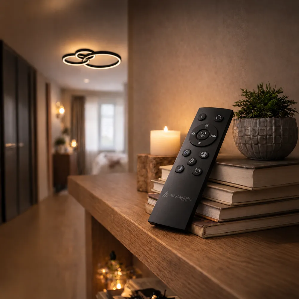 Alessandro Design Rinova 66W lustră LED neagră 2 cercuri dimabilă