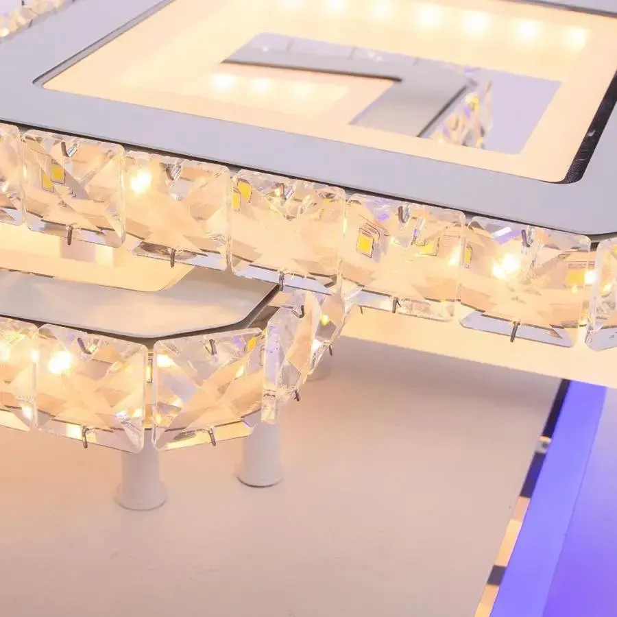 Alessandro Design Leila lustra LED 87W alba 3 patrate cristal