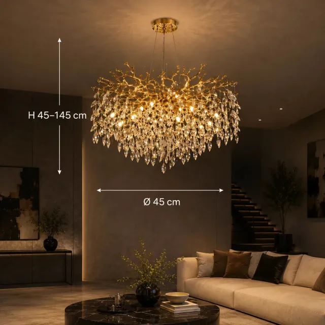 Alessandro Design Waltz Rhapsody candelabru cristal 45cm 6xG9 auriu