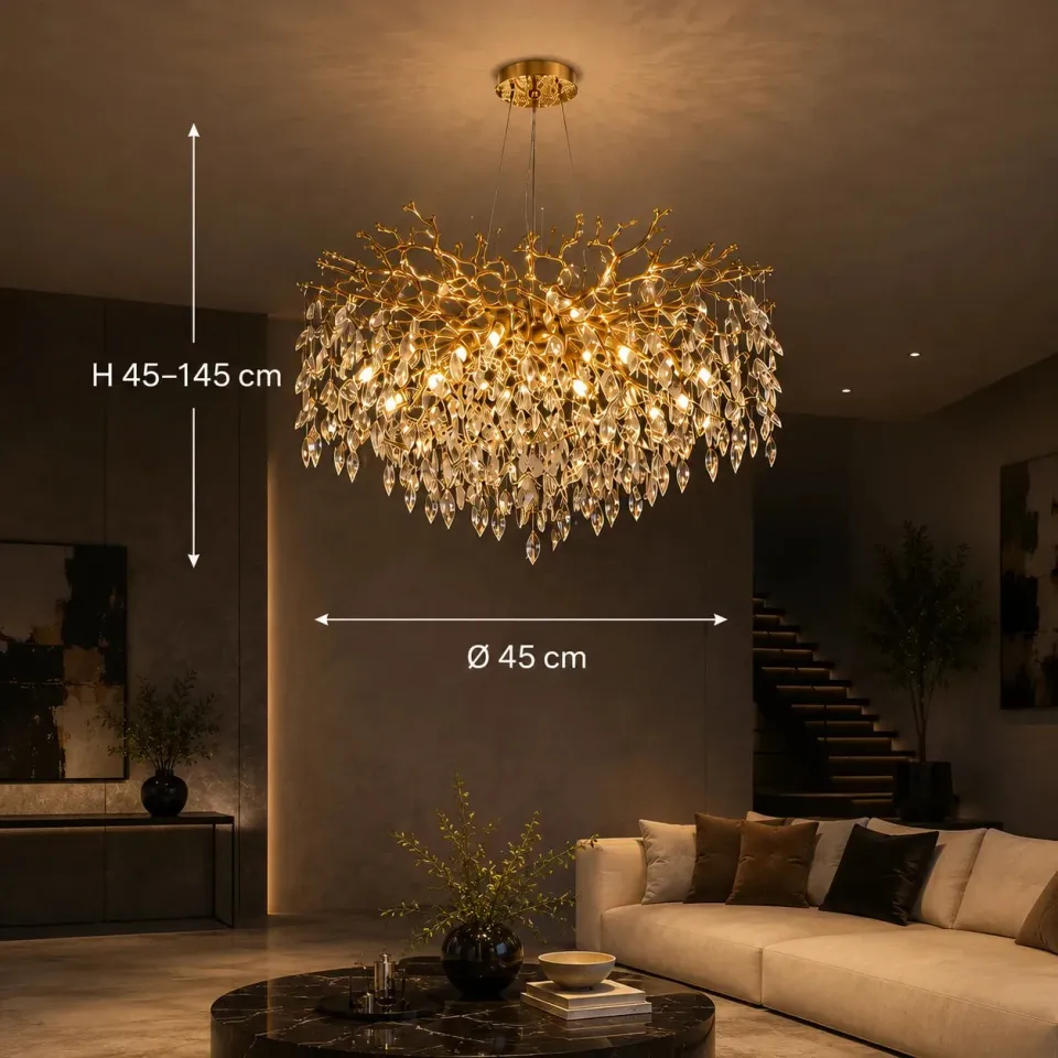 Alessandro Design Waltz Rhapsody candelabru cristal 45cm 6xG9 auriu