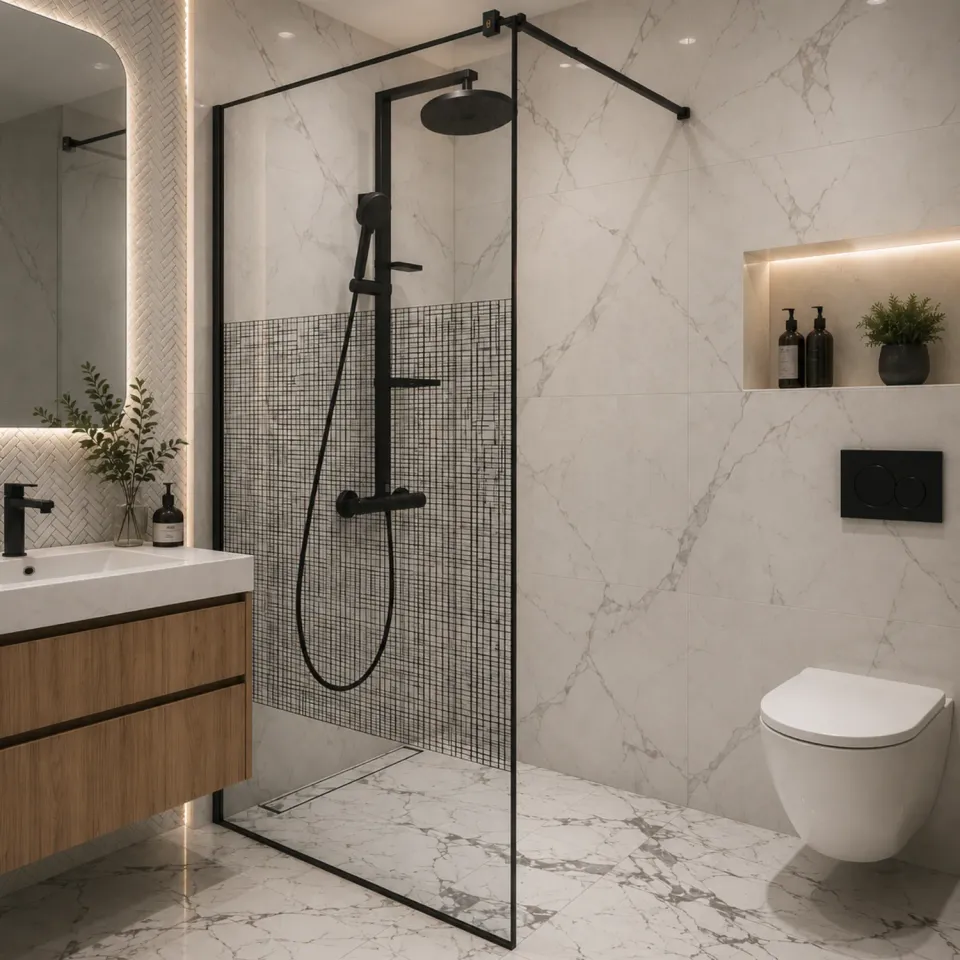 Alessandro Design Sasakaton paravan dus walk-in 90x195cm negru
