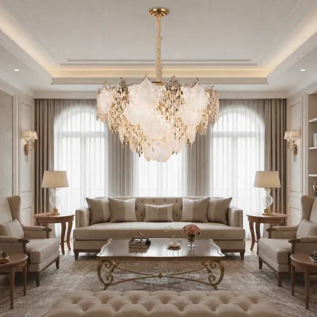 LUXE Regalis candelabru cristal auriu 21xE14 80cm