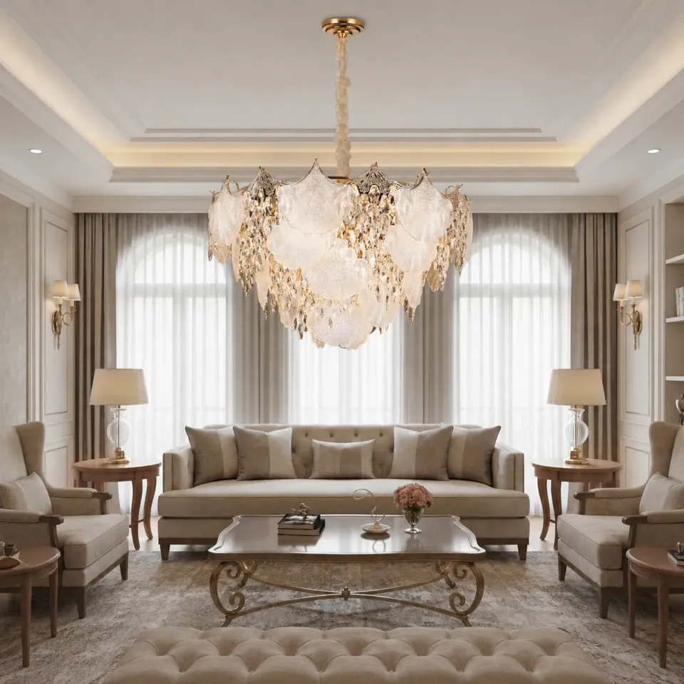 LUXE Regalis candelabru cristal auriu 21xE14 80cm