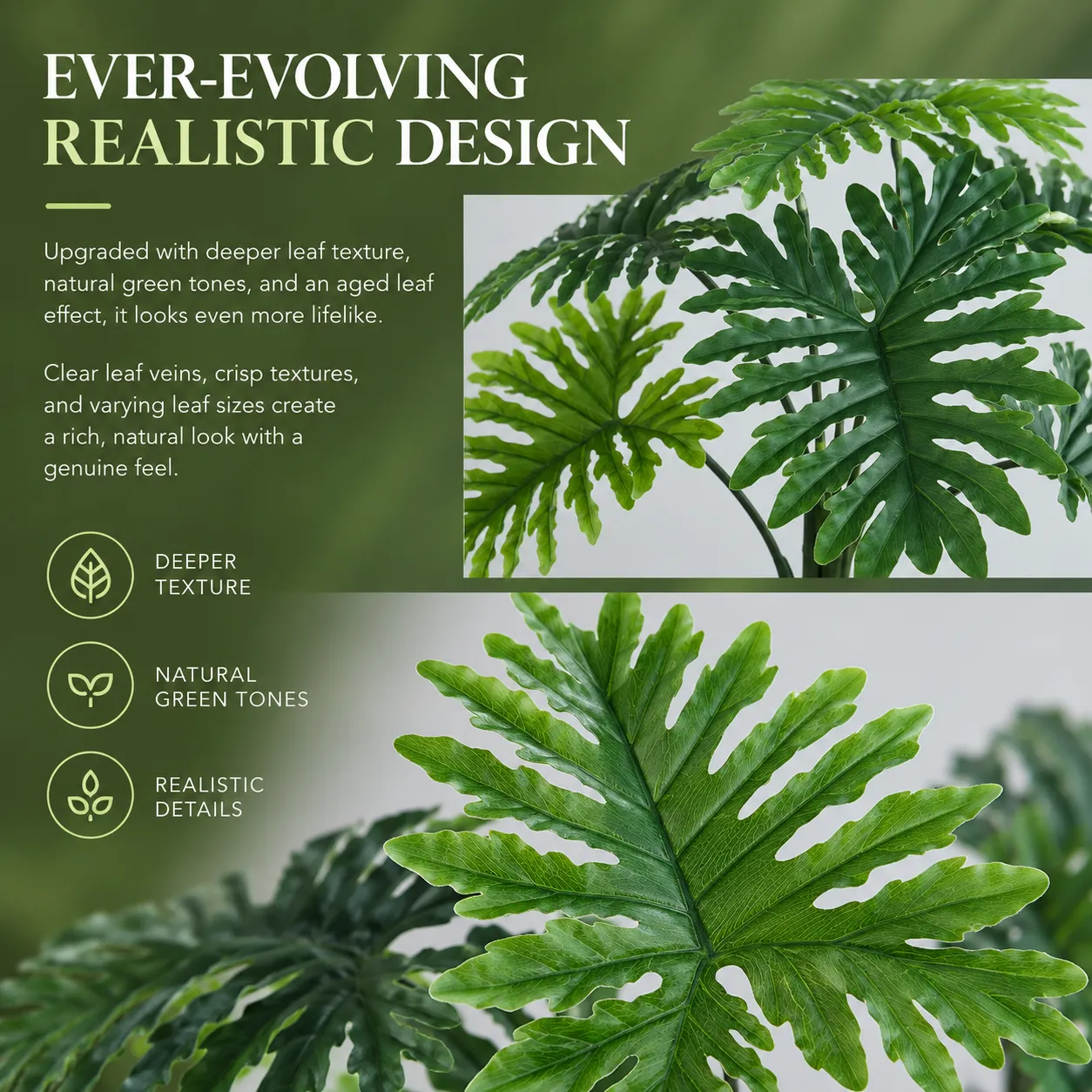 Alessandro Design planta artificiala filodendron 120 cm verde 6 frunze