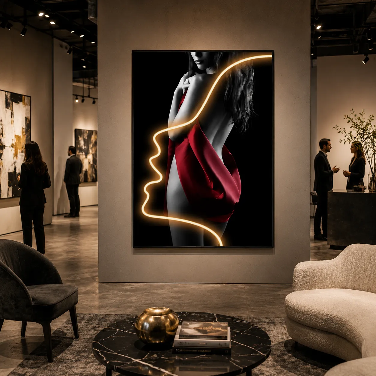 Alessandro Design Silhouette tablou LED 60x80cm rosu