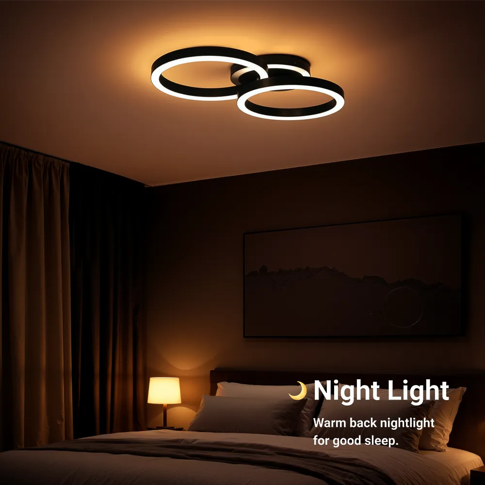 Alessandro Design Rinova 66W lustră LED neagră 2 cercuri dimabilă