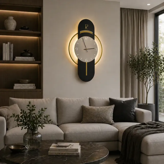 Alessandro Design Bizz aplica LED 58x36cm negru auriu 3 culori
