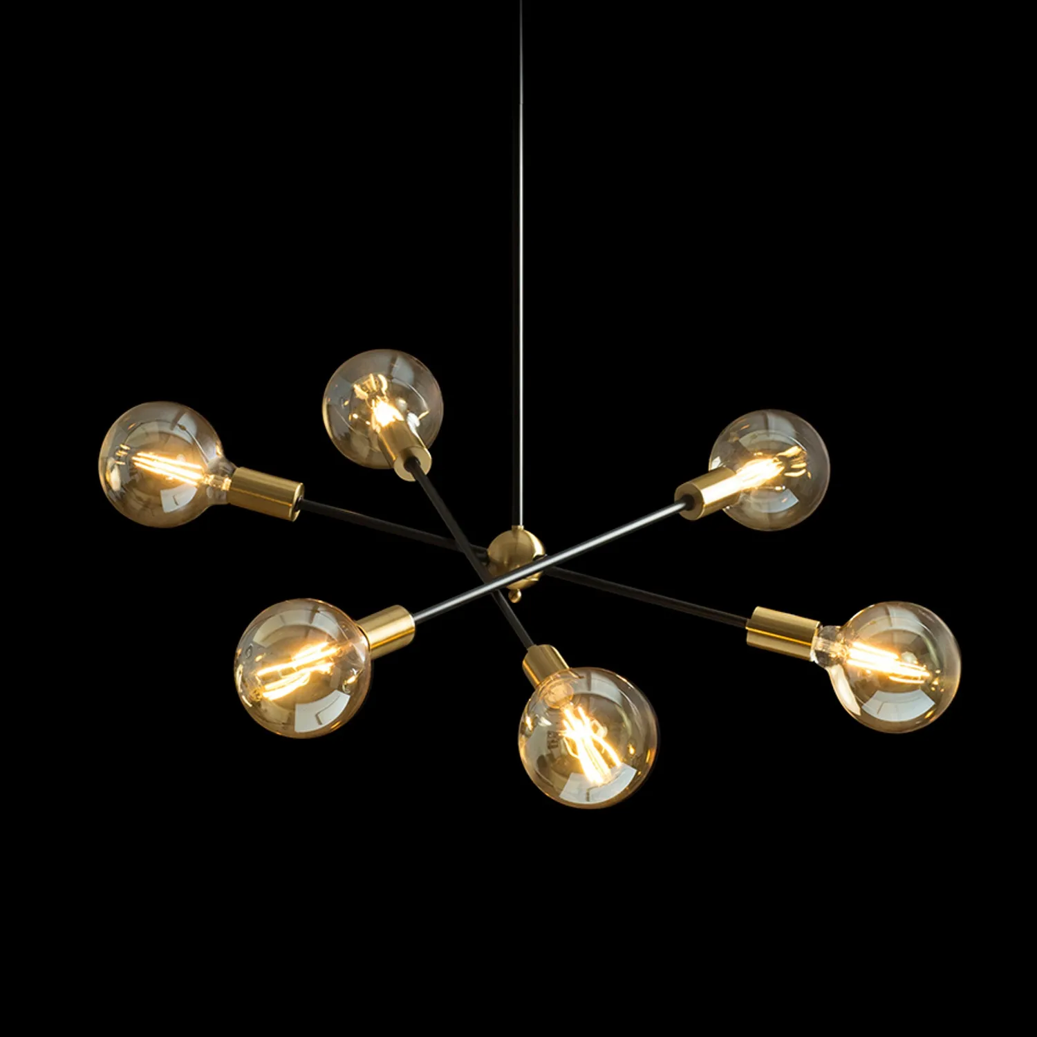 Rendl Light Studio Artemia 6 pendul negru alamă E27 reglabil