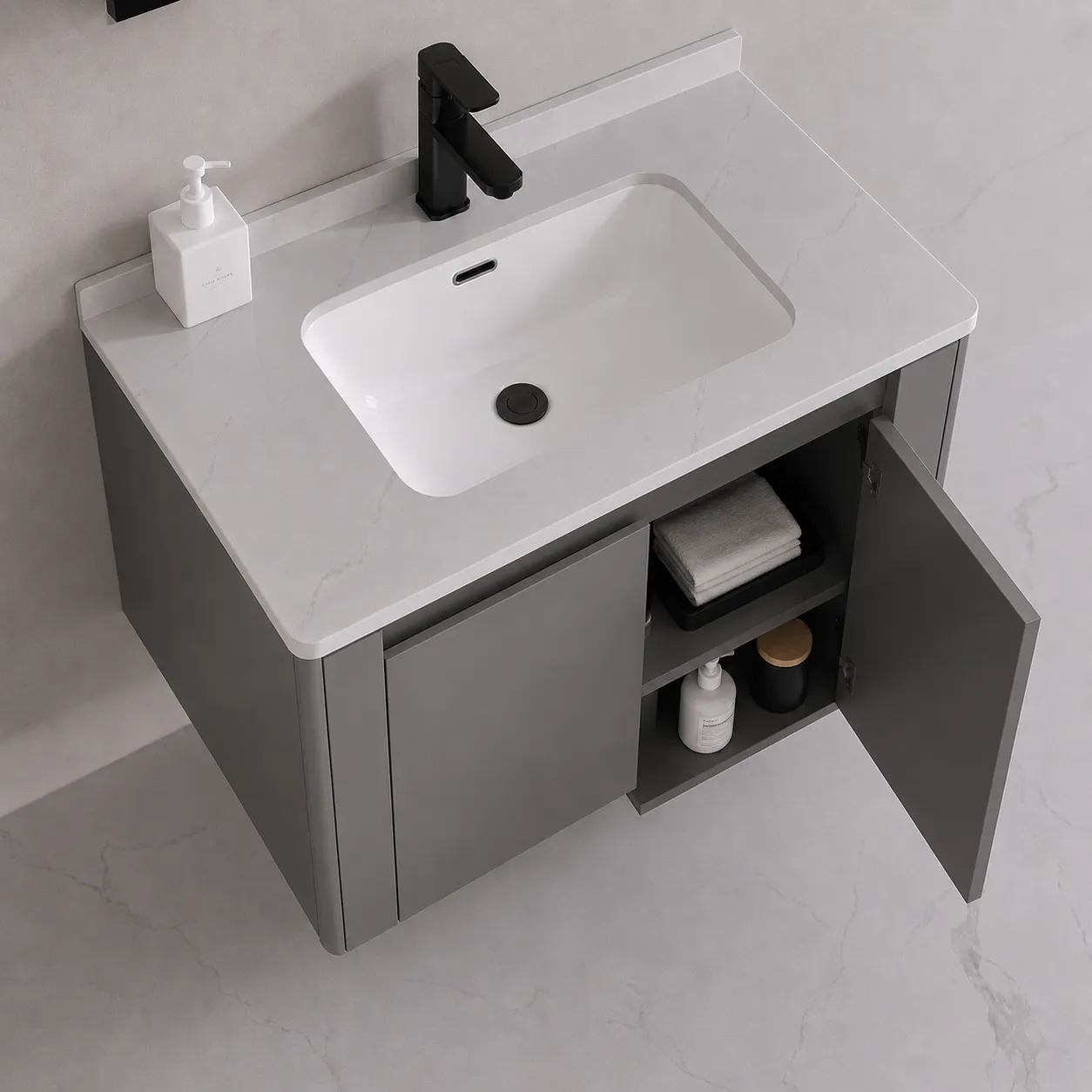 Alessandro Design Tivoli set mobilier baie 80cm gri-alb oglinda LED