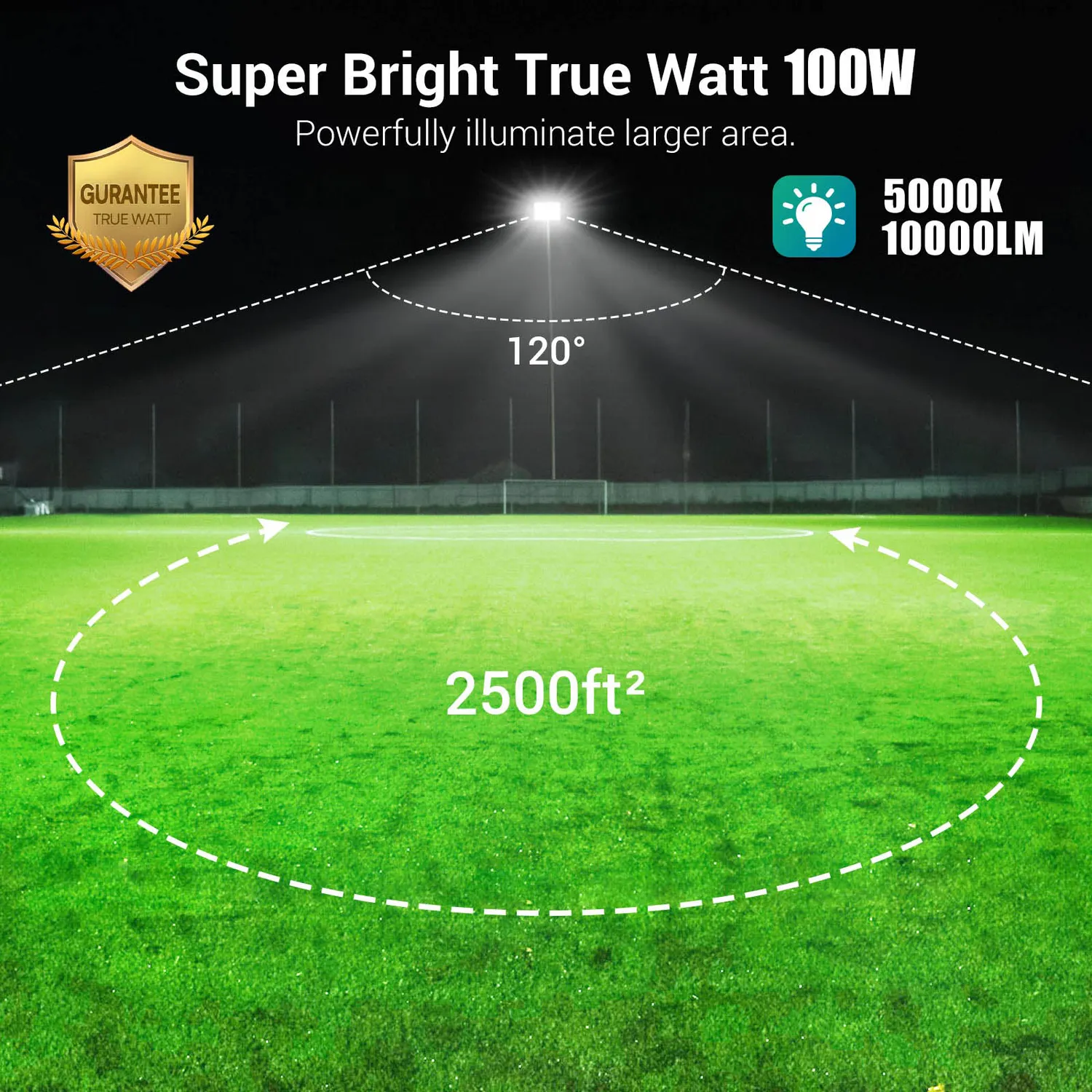 Ustellar 100W proiector LED exterior senzor crepuscular 3 buc