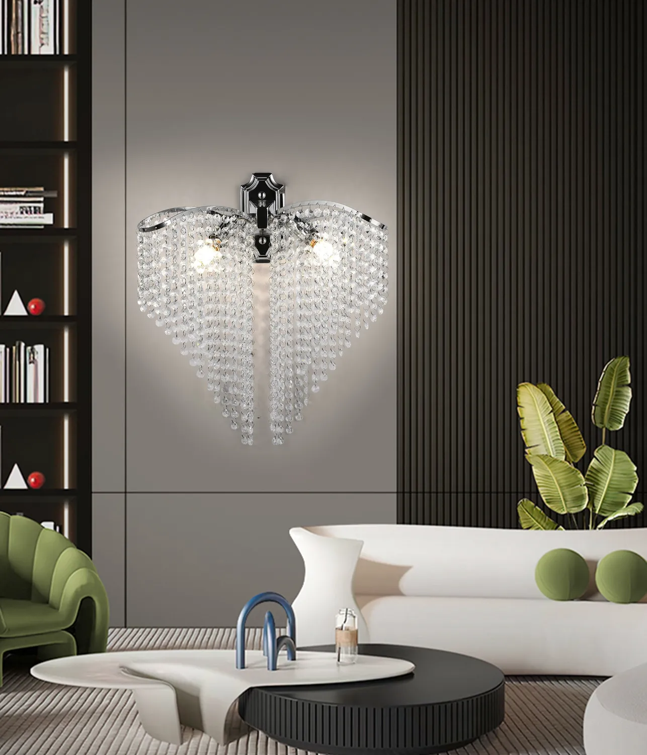 Alessandro Design Ander Cristal aplica 2xE14 crom lucios cristale