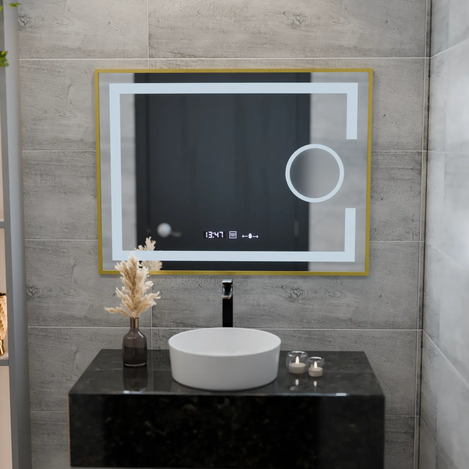 Alessandro Design Eclat oglinda LED 80x60 auriu dezaburire