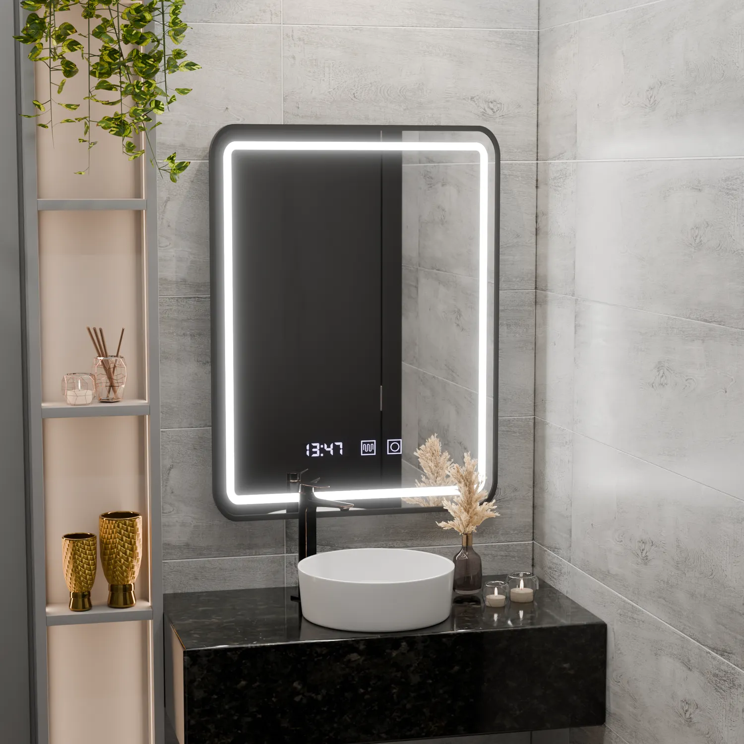 Alessandro Design LUCIDA oglinda LED 50x70 neagra antiaburire