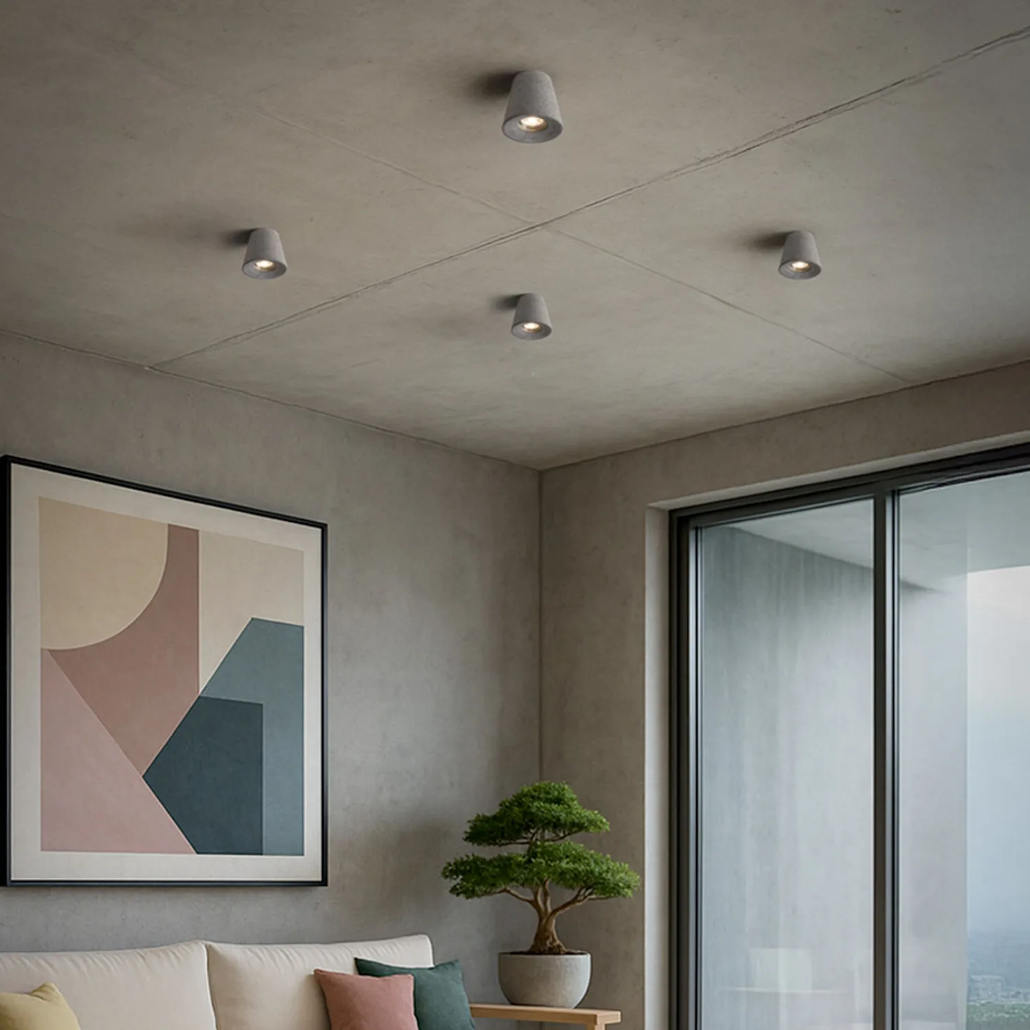 Rendl Light Studio Volca plafoniera beton granit inchis GU10