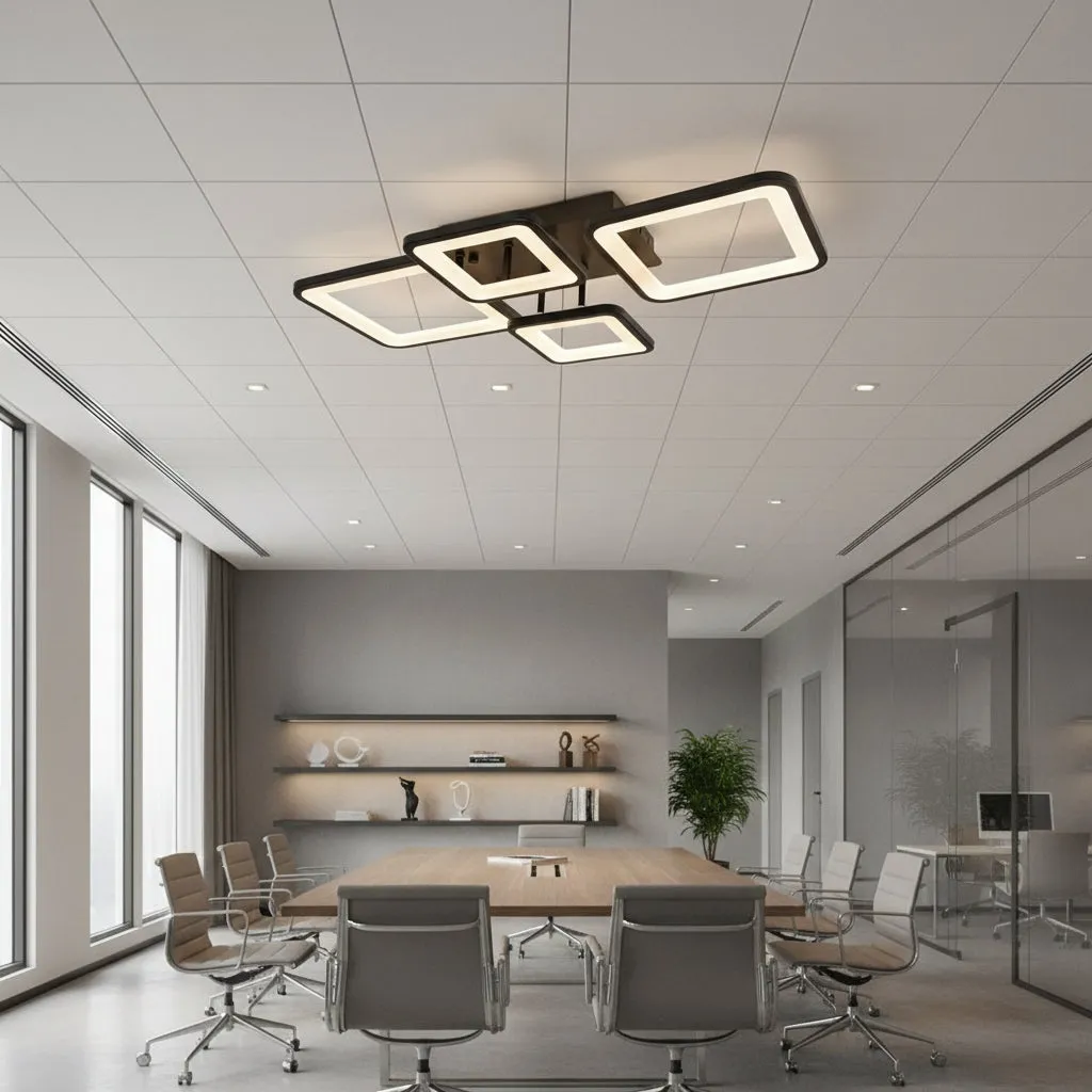 Alessandro Design Ella lustra LED 67W neagra 4 patrate dimabila