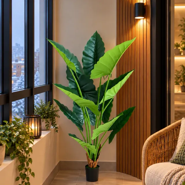 Alessandro Design Alocasia planta artificiala 150cm verde 12 frunze