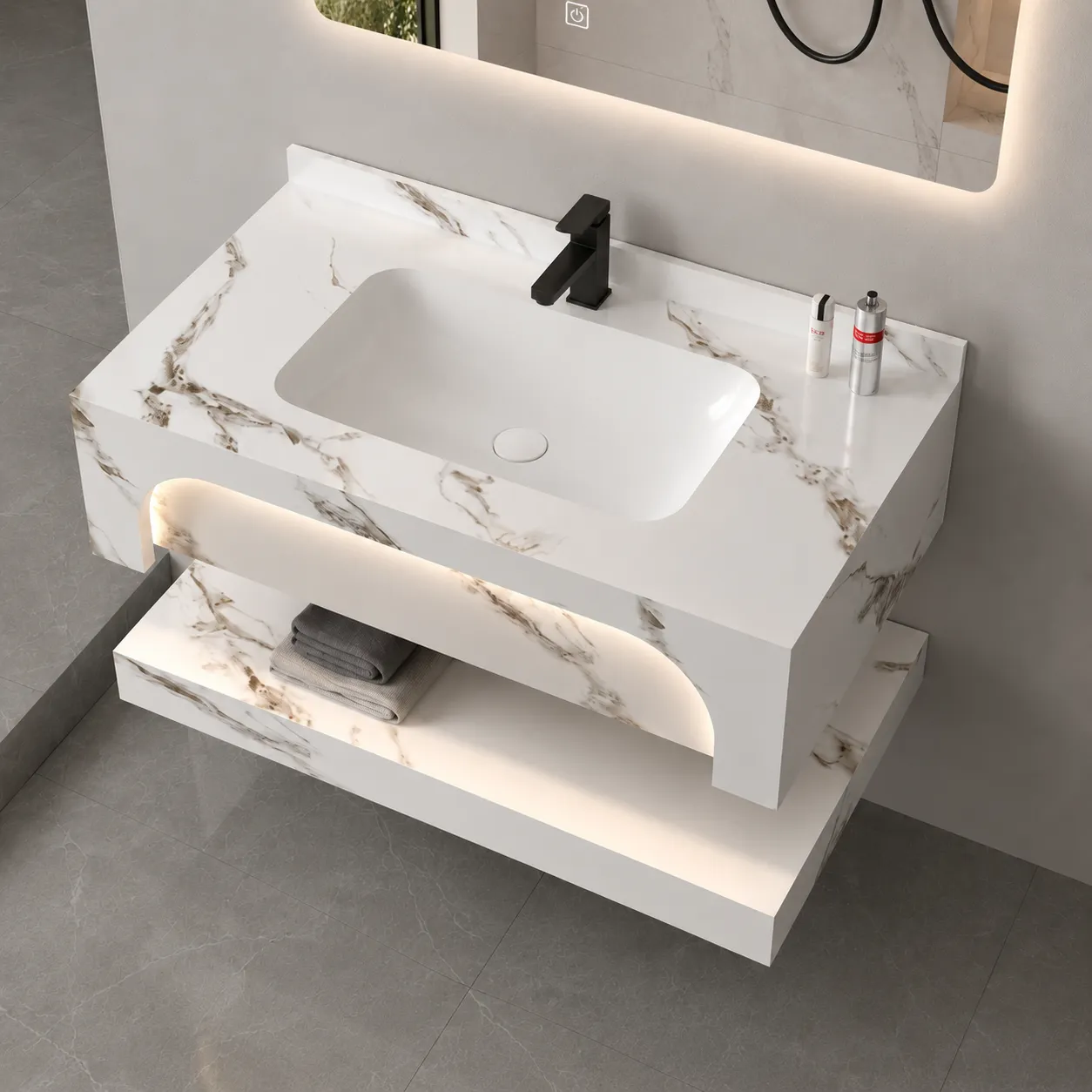 Alessandro Design Velin set mobilier baie alb 60cm 3 piese