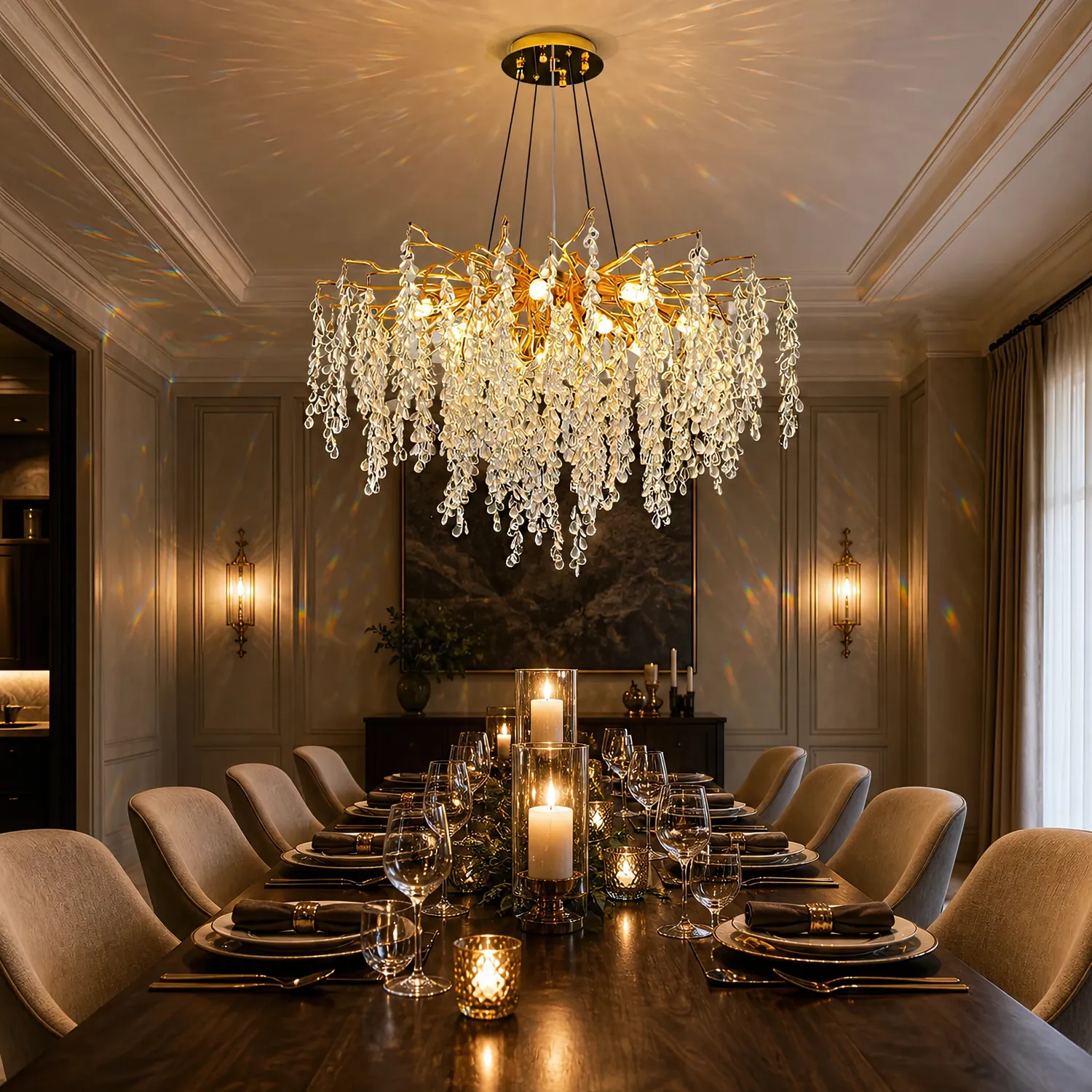 Alessandro Design Waltz candelabru cristal cascadă 80cm 9xG9