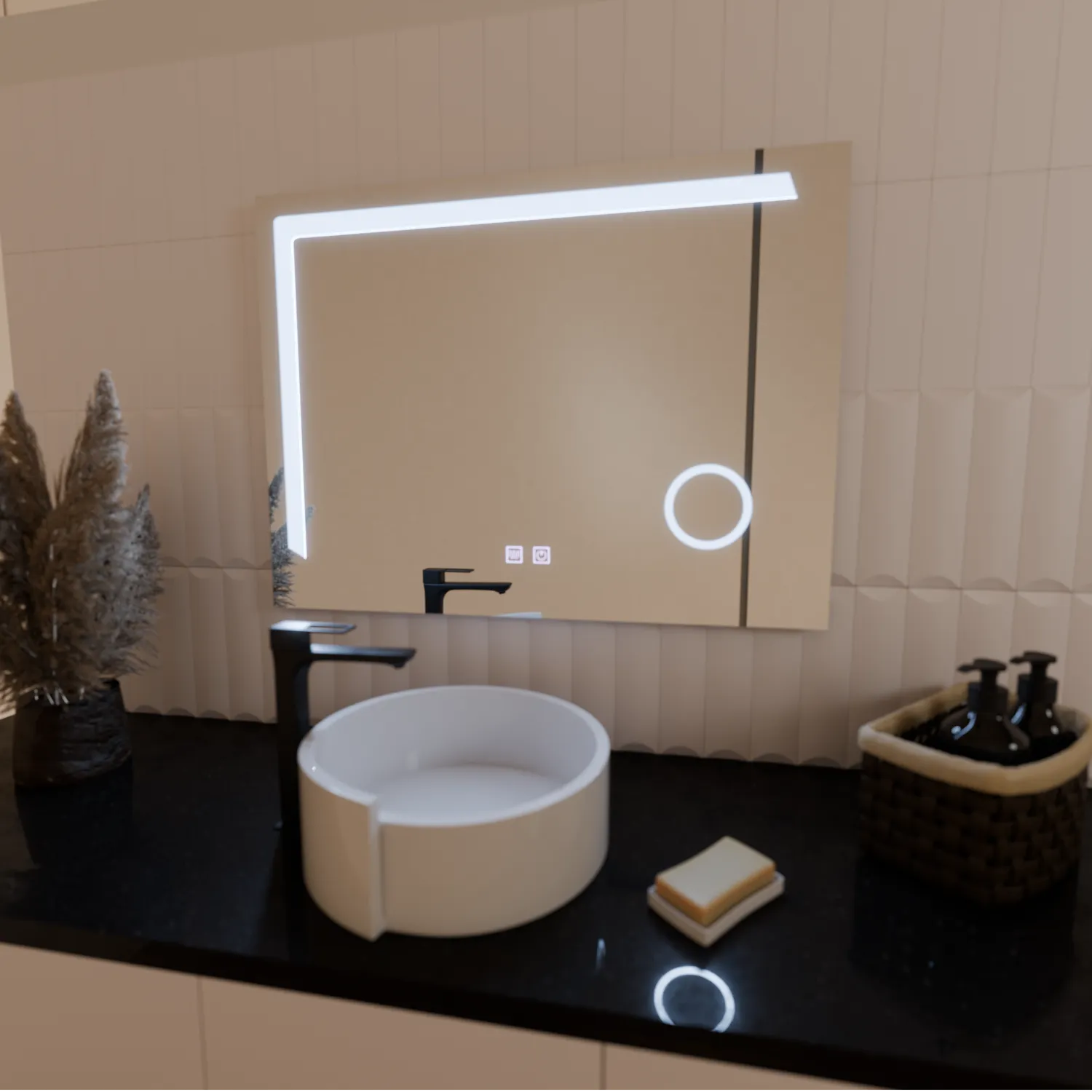 Linea Touch 80x60cm oglindă LED baie cu dezaburire