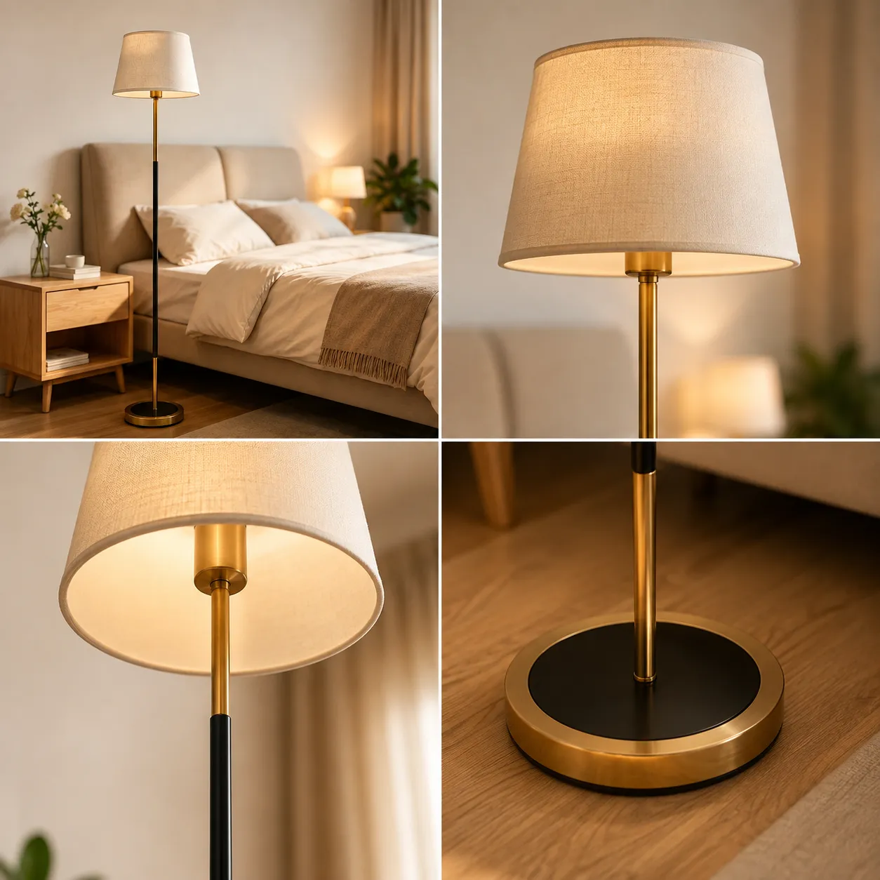 Alessandro Design Semey lampadar alb-auriu textil