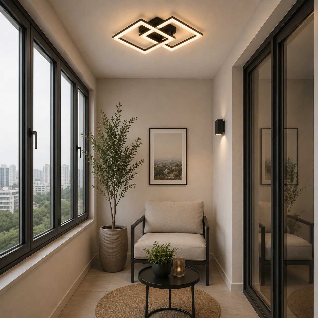 Alessandro Design Geo lustra LED 29W neagra telecomanda