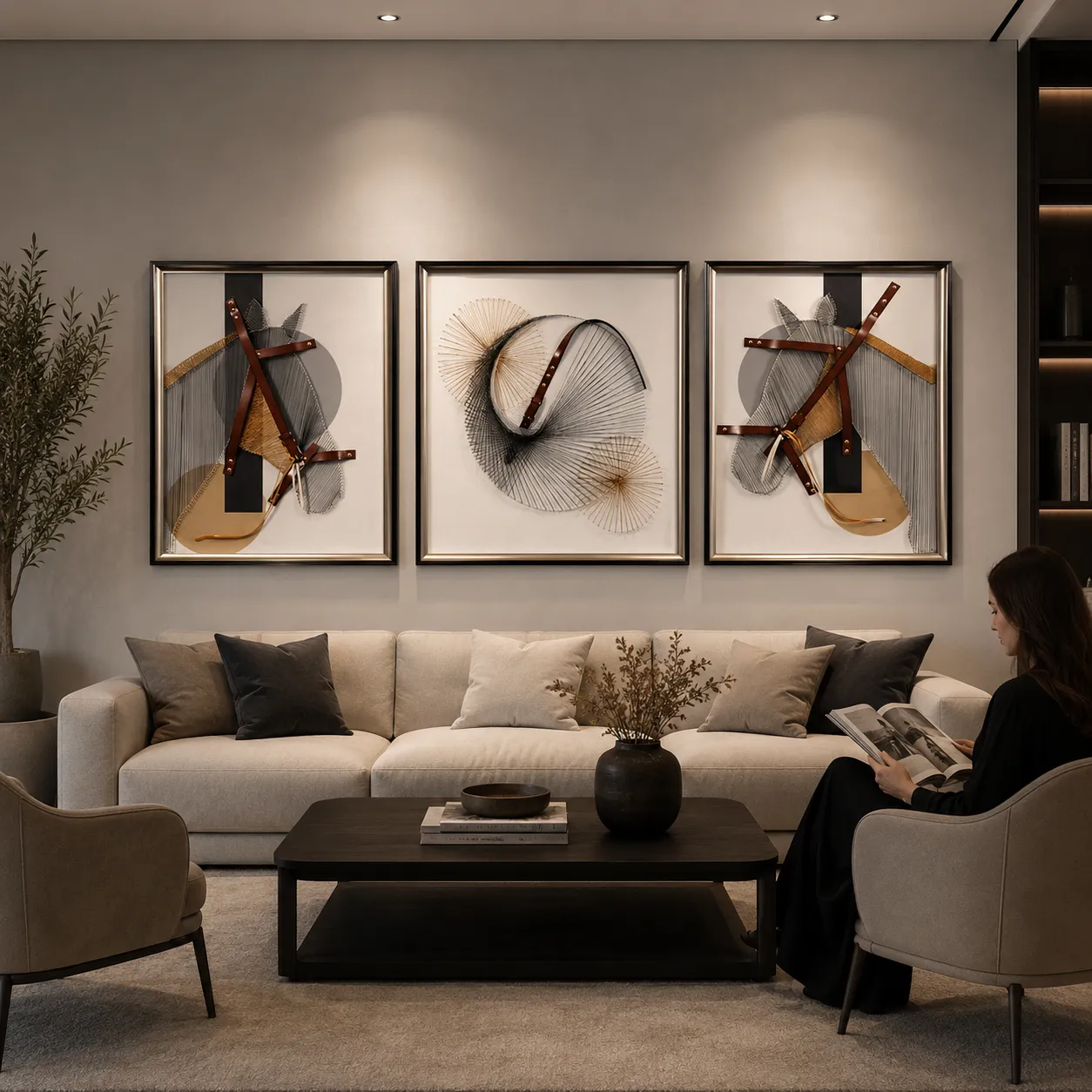 Alessandro Design Elegance Horses tablou decorativ triptic