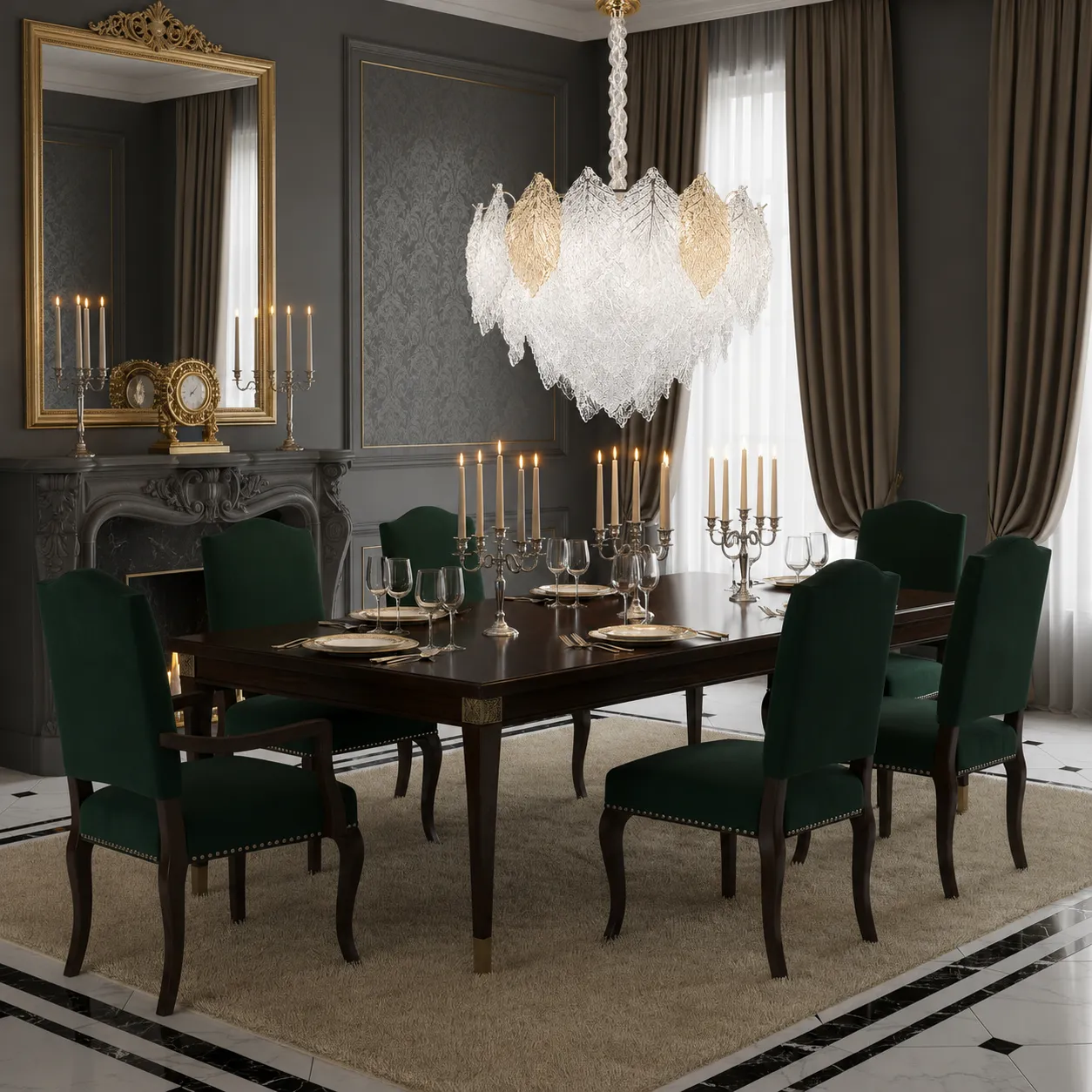 Alessandro Design LACE Eleganza candelabru cristal auriu 9xE14