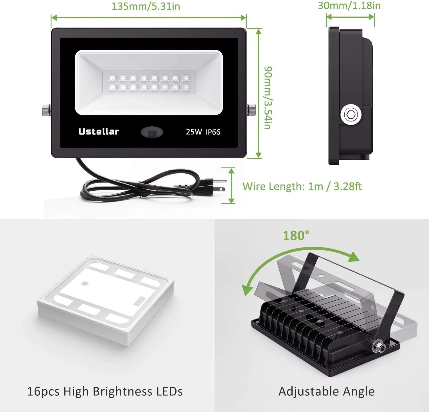 Ustellar 25W proiector LED RGB colorat exterior set 2 bucati