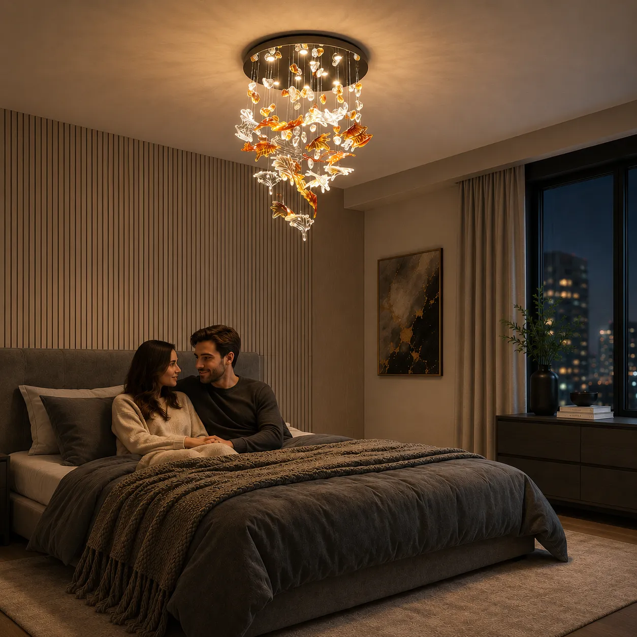 Alessandro Design Esik Magno candelabru LED 63W auriu cascada