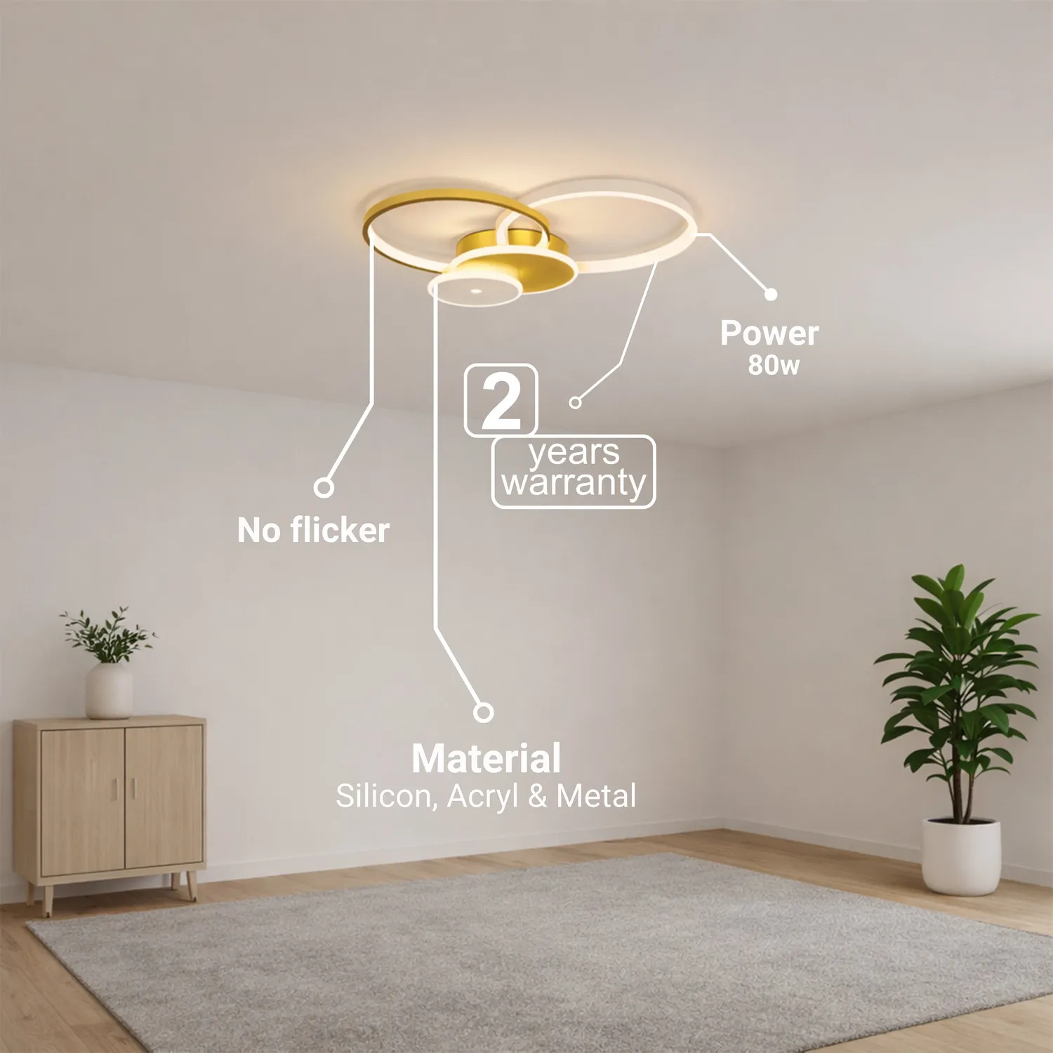 Alessandro Design KILLIAN 80W lustra LED aurie telecomanda