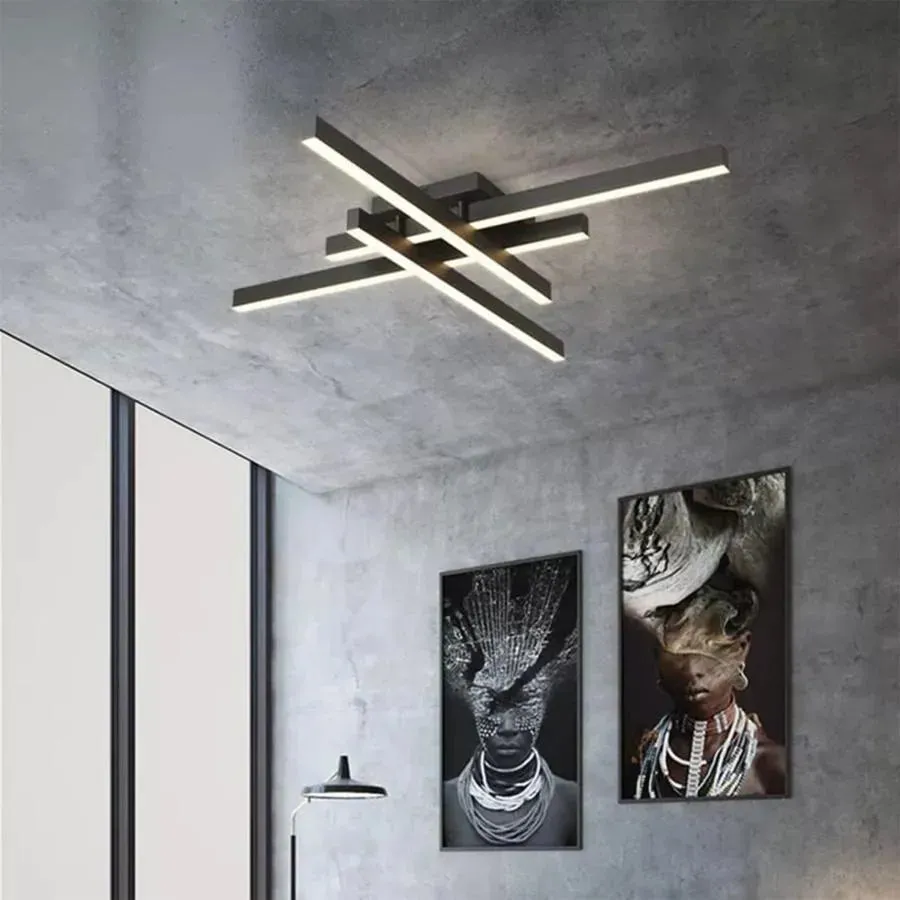 Mora lustra LED 80W liniara neagra telecomanda