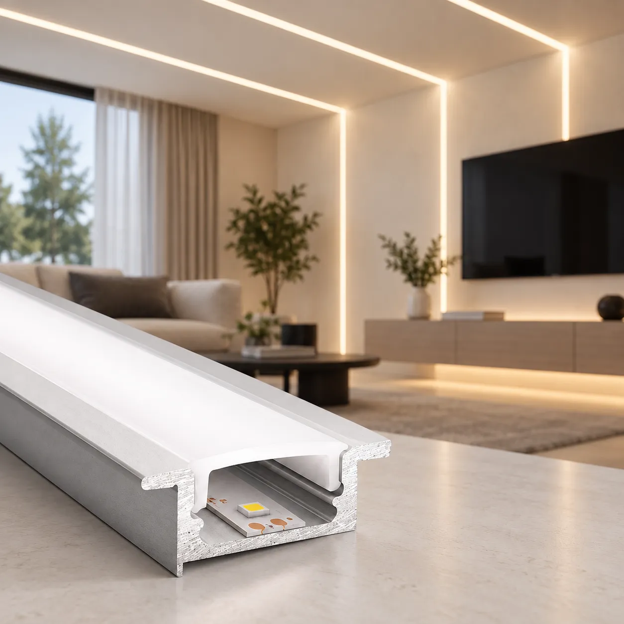 Alessandro Design profil aluminiu LED incastrat alb 300cm