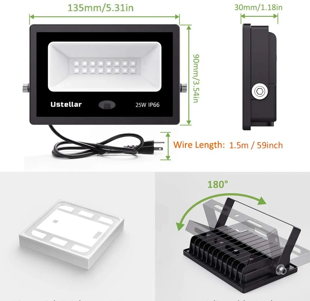 Ustellar 25W Proiector LED RGB set 4 buc exterior