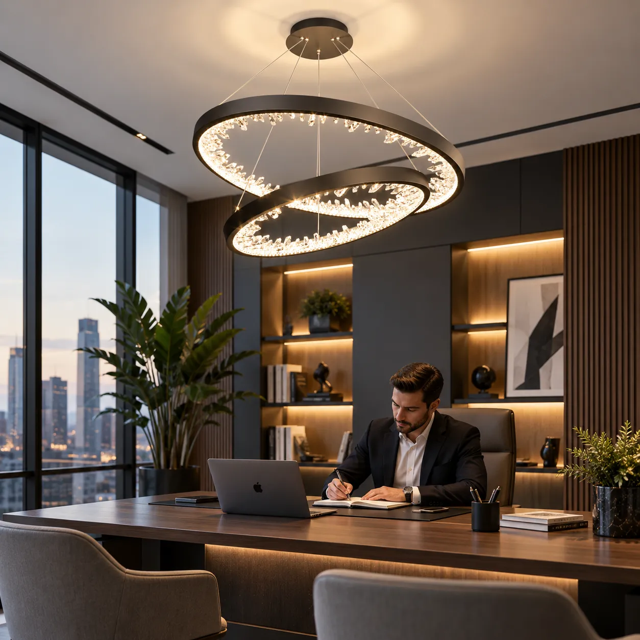 Alessandro Design lustra LED suspendata 2 cercuri neagra 60cm