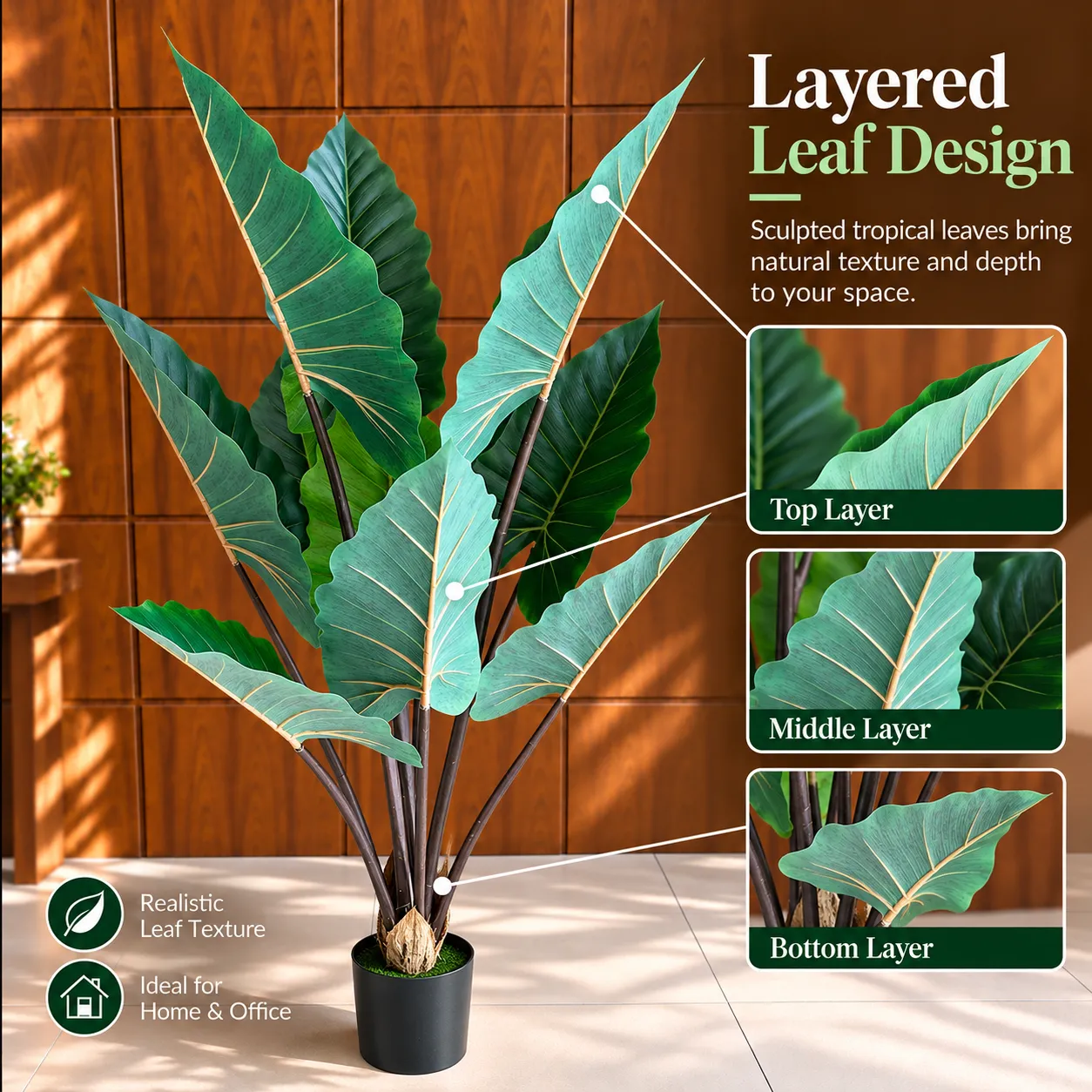 Alessandro Design planta artificiala verde 120cm frunze mari