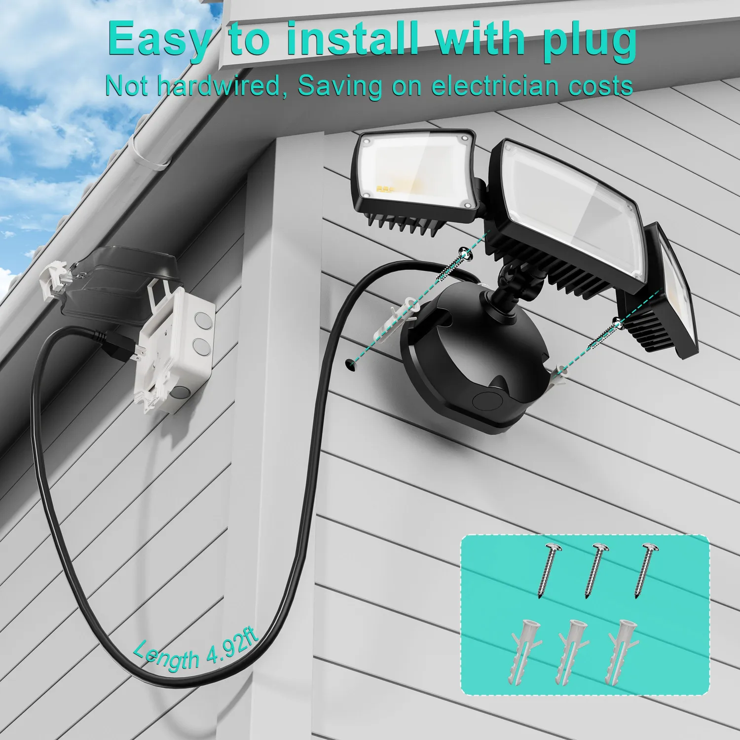 Ustellar lampă securitate LED 55W 5500lm 2 buc cu priză