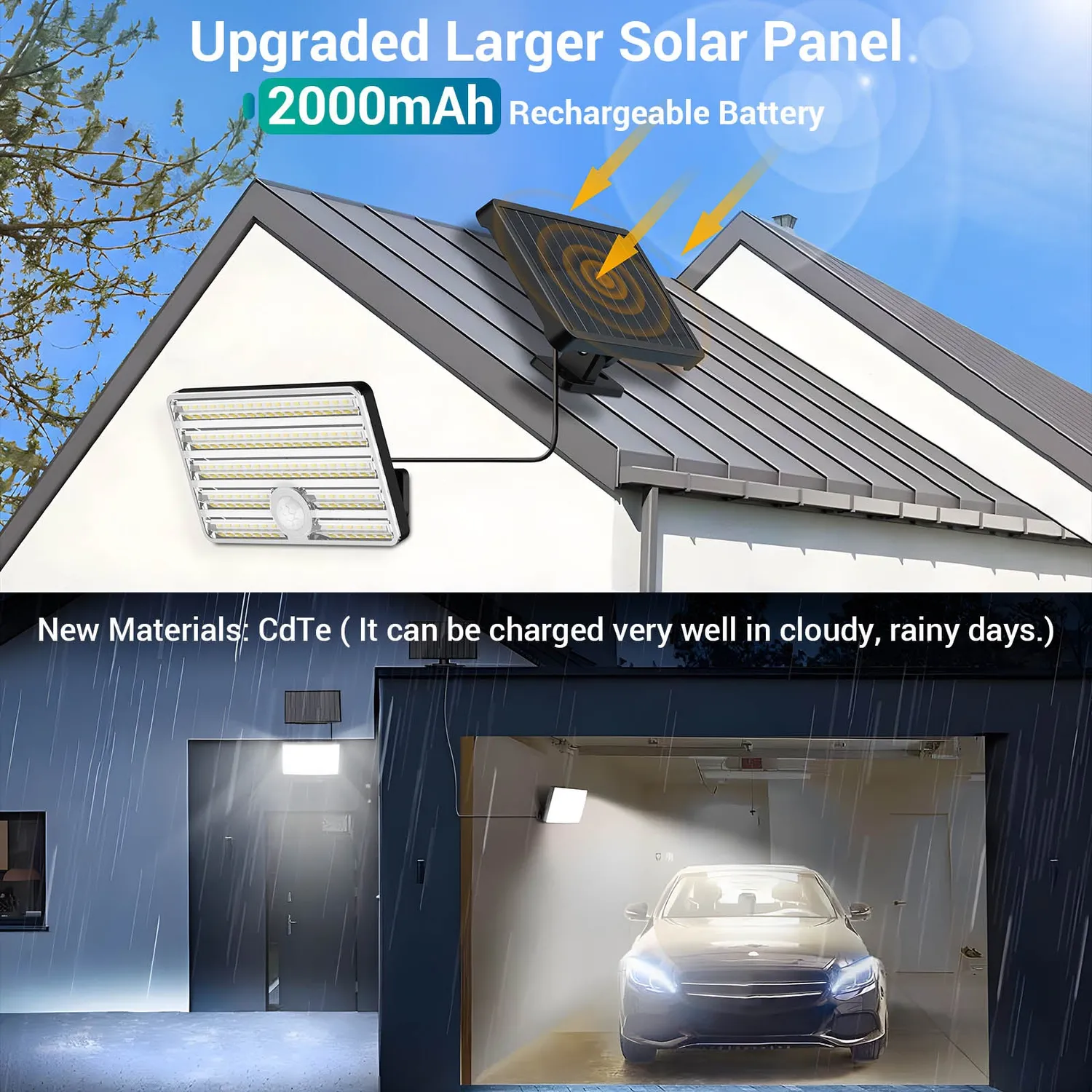 Ustellar lampa solara LED exterior 6500K 3 buc senzor
