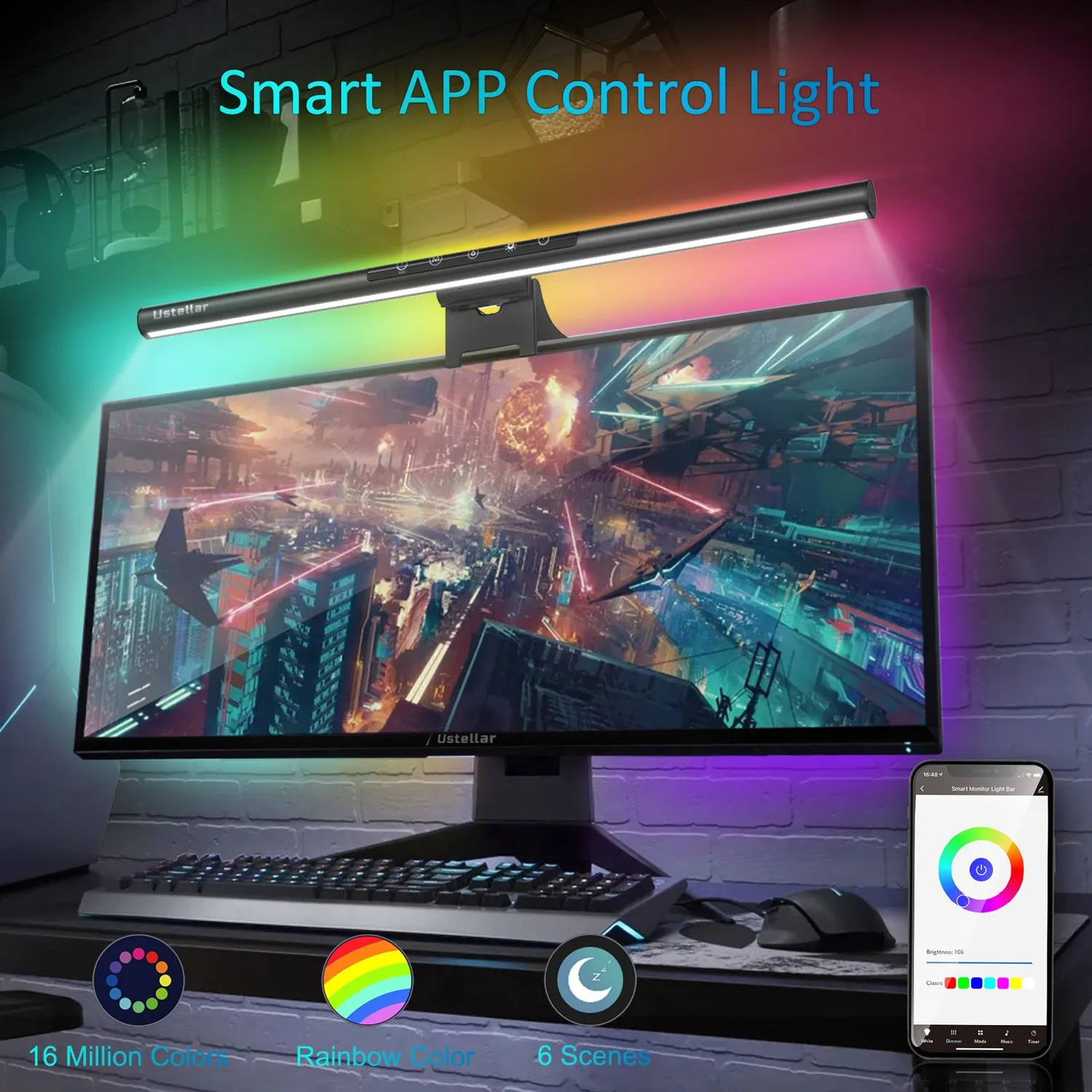 Ustellar Smart Bara LED monitor RGB reglabila