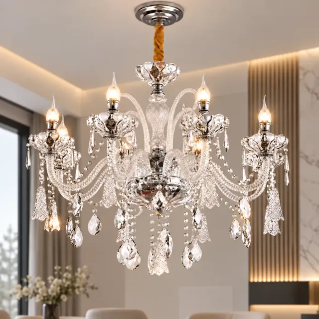 Alessandro Design candelabru cristal argintiu 8xE14 78cm