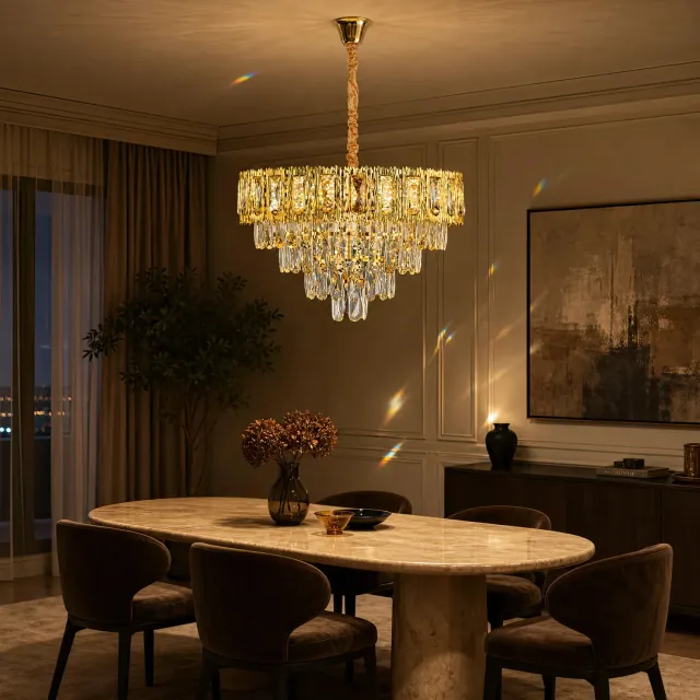 Alessandro Design Belvedere Elegance candelabru cristal auriu 8xE14