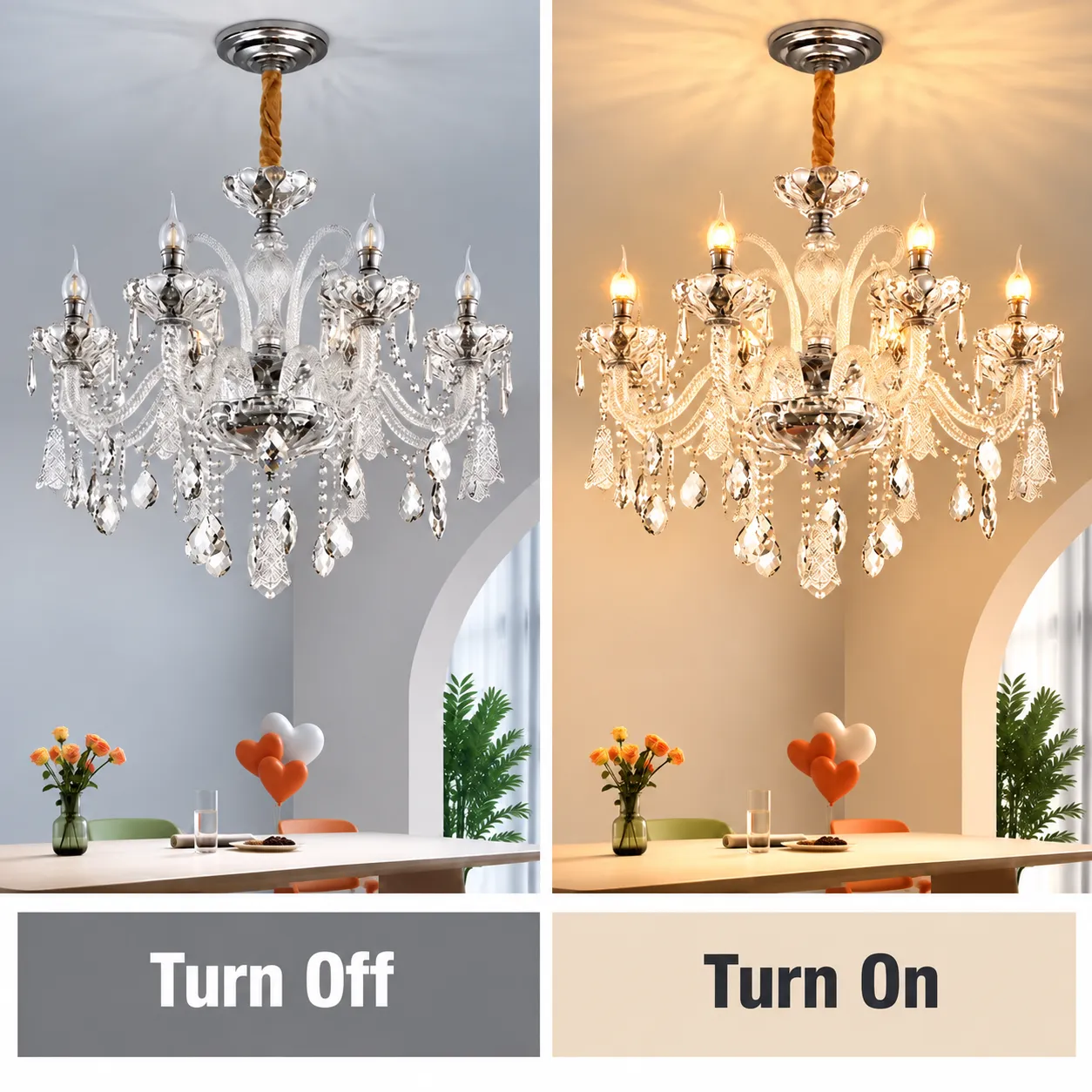 Alessandro Design Crystal candelabru cristal 6xE14 D68cm argintiu