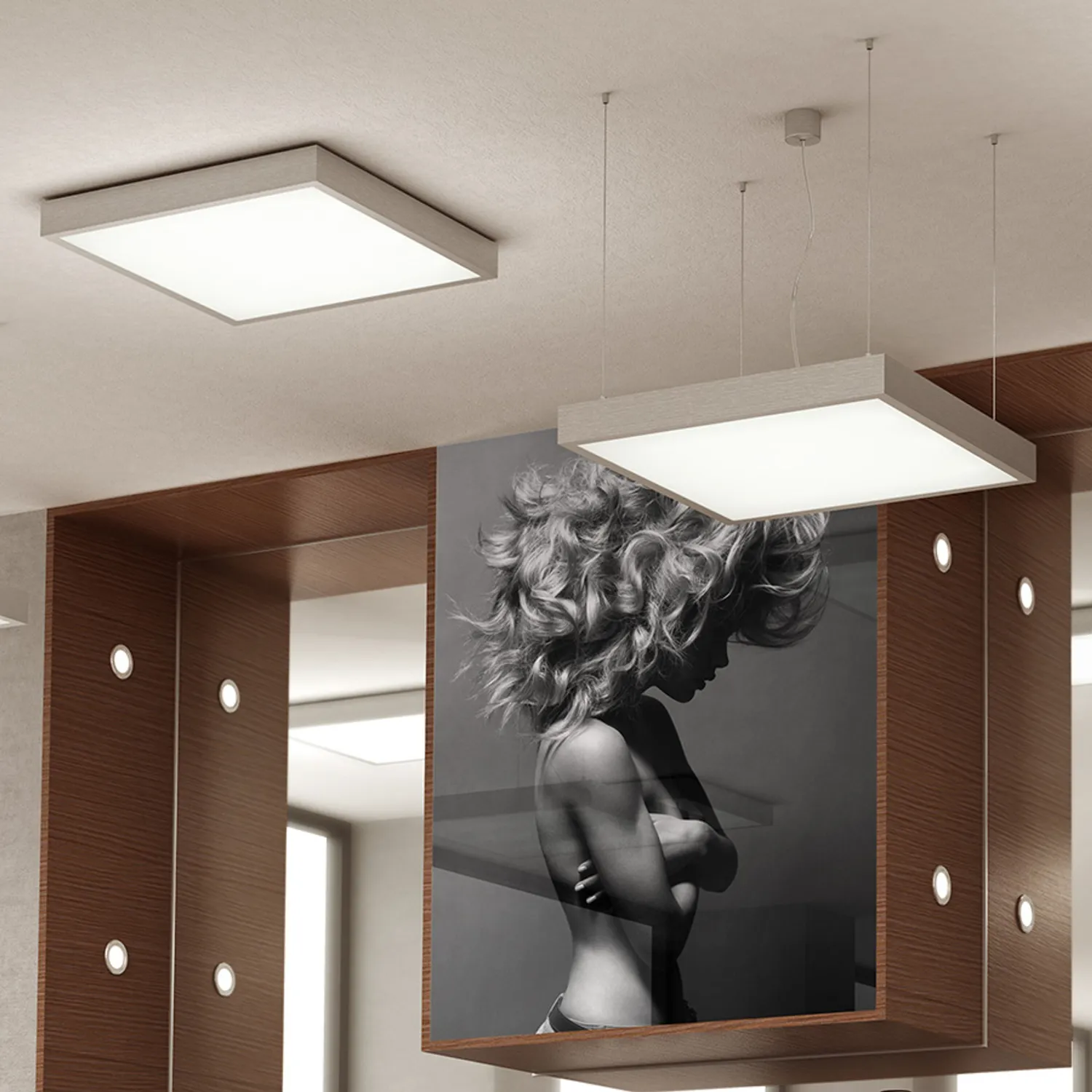 Rendl Light Studio Structural pendul LED alb 55x55 suspendat